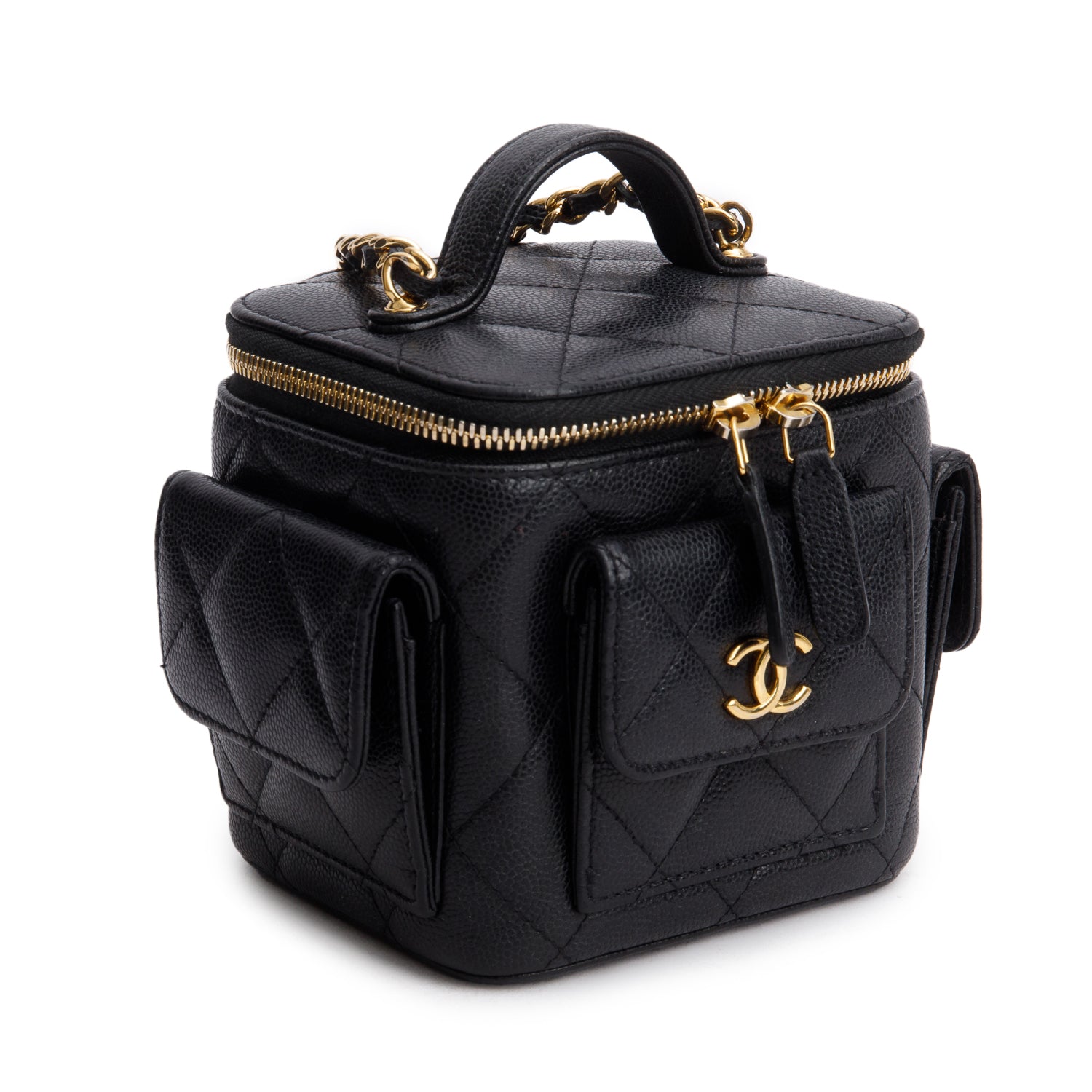 Chanel 2025 Black Lambskin Polly Pocket Vanity Bag w/ Box & Receipt