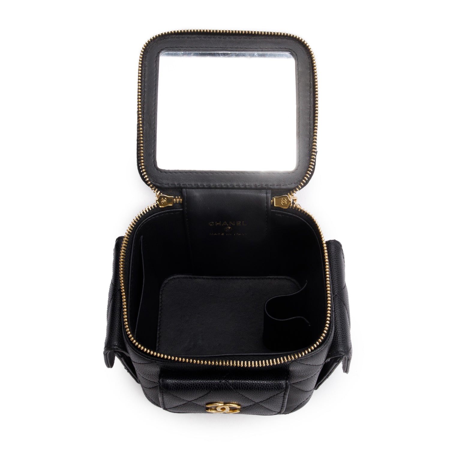 Chanel 2025 Black Lambskin Polly Pocket Vanity Bag w/ Box & Receipt