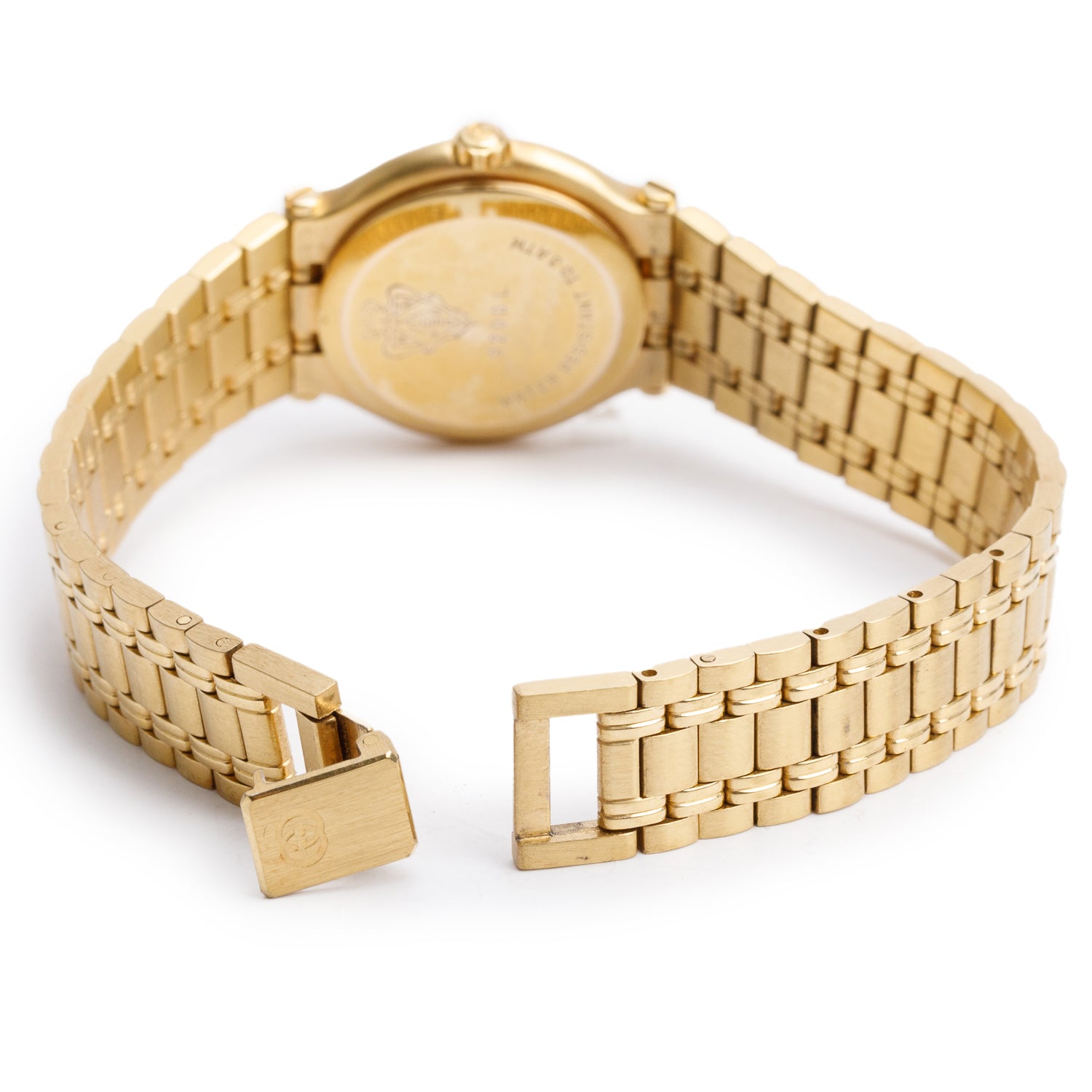 Gucci Gold-Plated Stainless Steel 9200 Series 25 MM Quartz Watch Black Diamond Dial