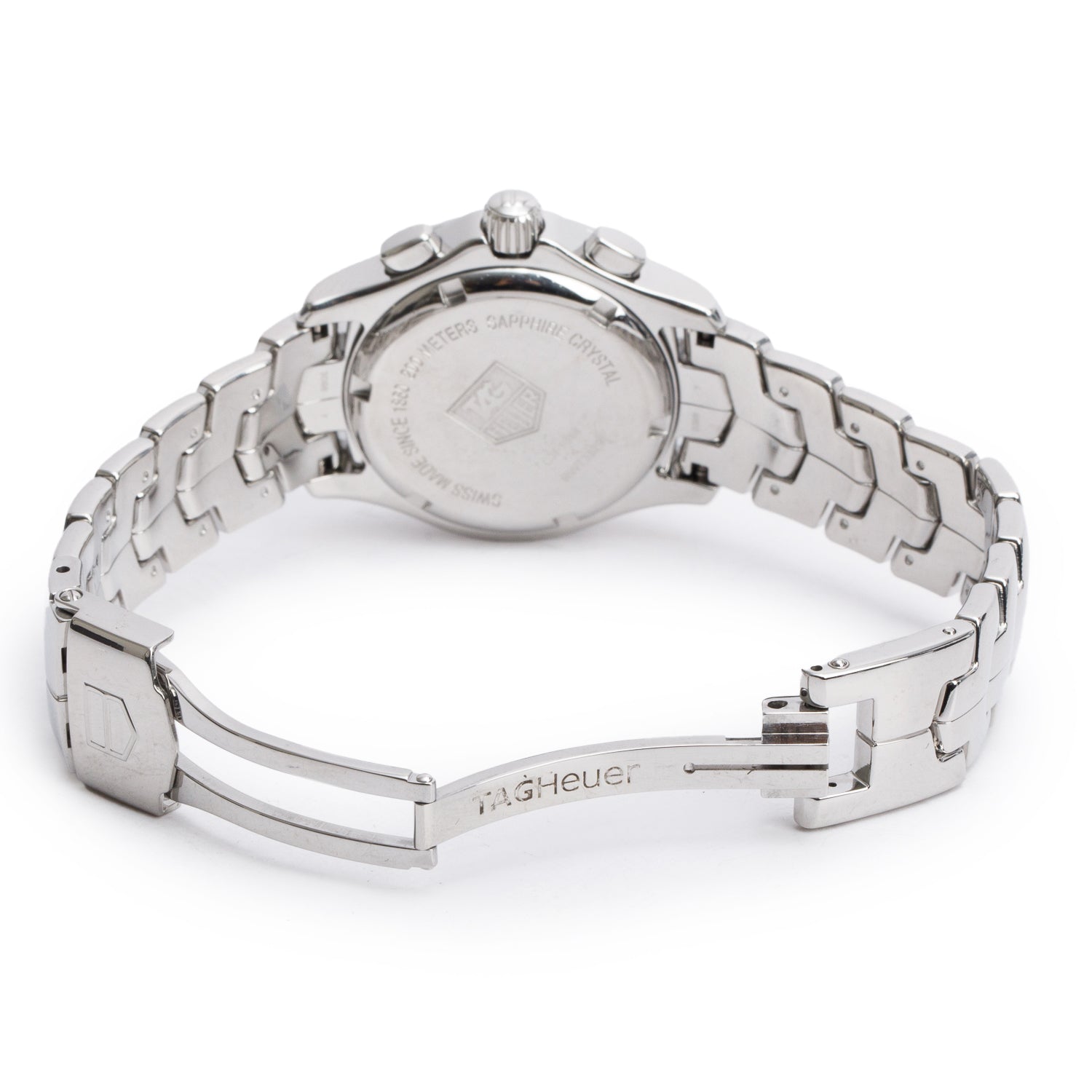 Tag Heuer Stainless Steel Link Diamond Bezel 33 MM Chronograph Quartz Watch Mother of Pearl Diamond Dial CJF1314 w/ Box & Papers