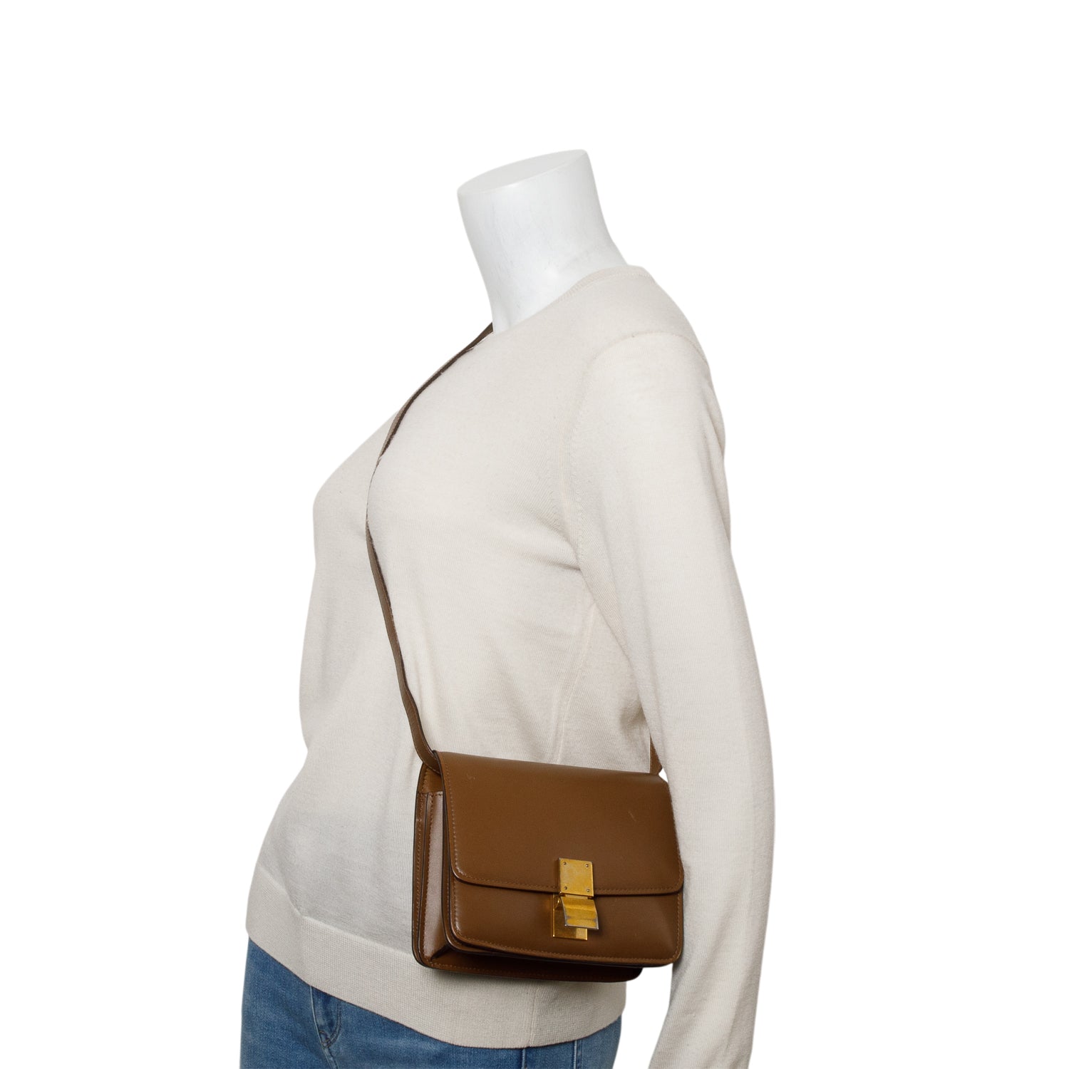 Celine Brown Smooth Calfskin Small Classic Box Flap Bag