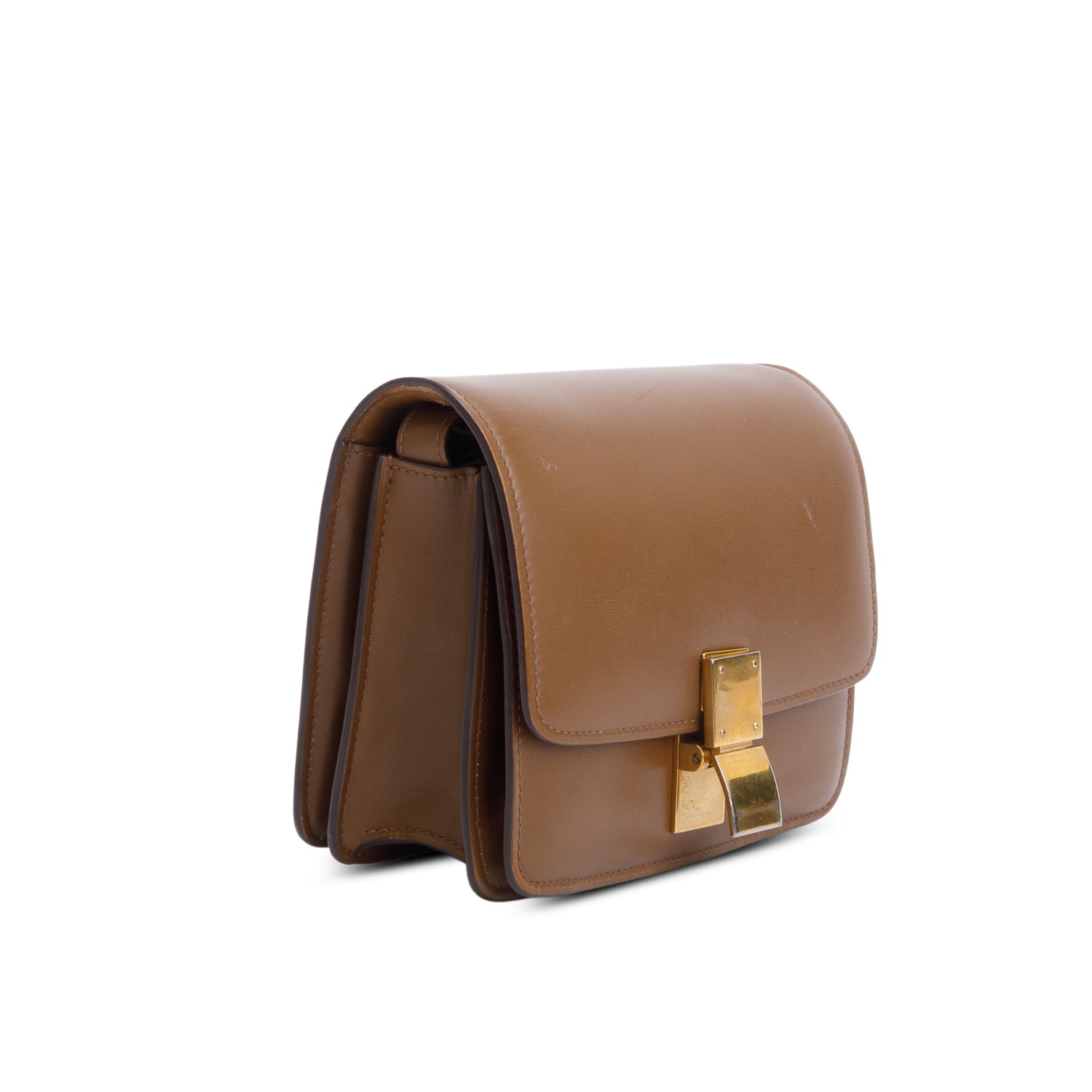 Celine Brown Smooth Calfskin Small Classic Box Flap Bag