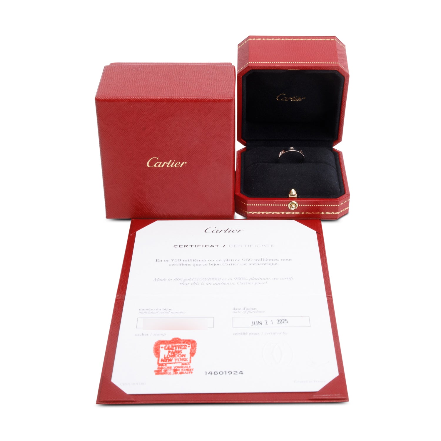 Cartier 2025 18k White Gold 3.6 MM Love Wedding Band Ring, Size 49 5 w/ Box, Receipt & Certificate