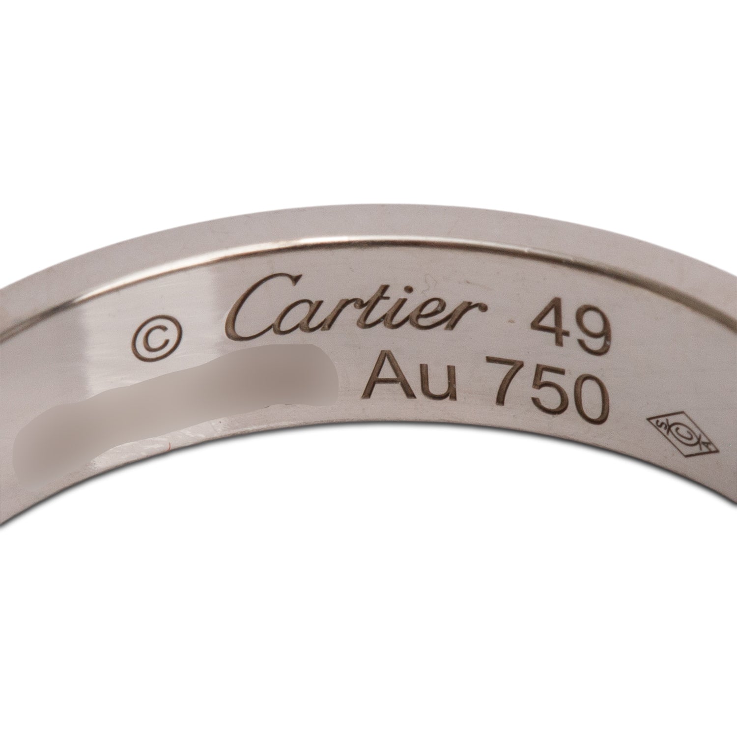Cartier 2025 18k White Gold 3.6 MM Love Wedding Band Ring, Size 49 5 w/ Box, Receipt & Certificate