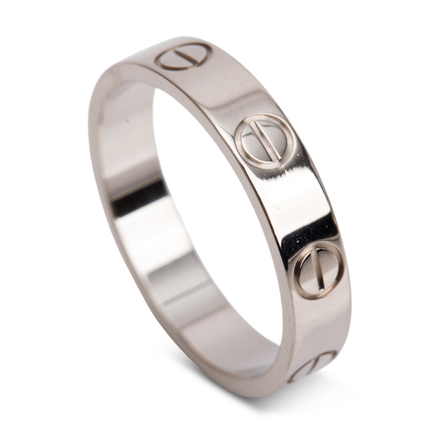 Cartier 2025 18k White Gold 3.6 MM Love Wedding Band Ring, Size 49 5 w/ Box, Receipt & Certificate