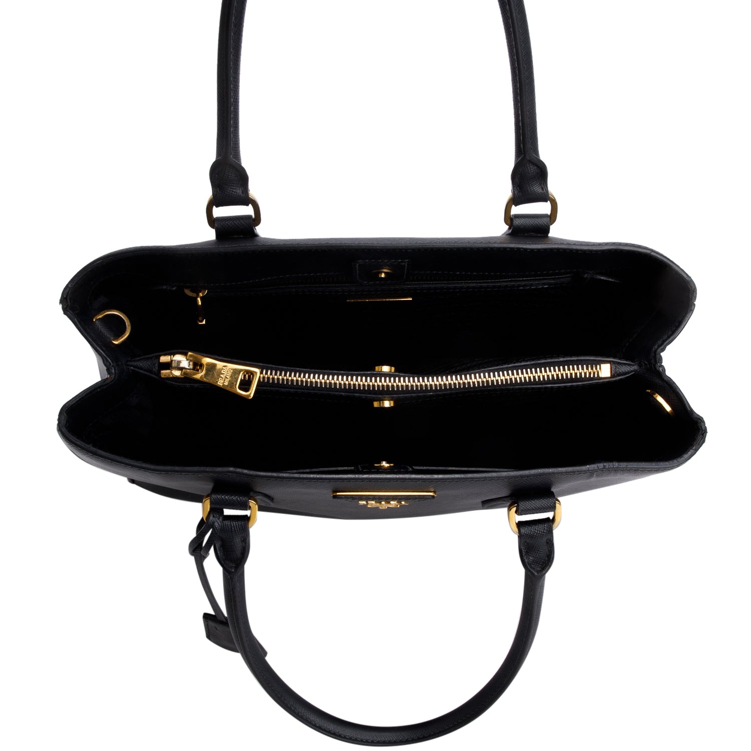 Prada Black Saffiano Lux Medium Galleria Tote w/ Strap & Authenticity Card