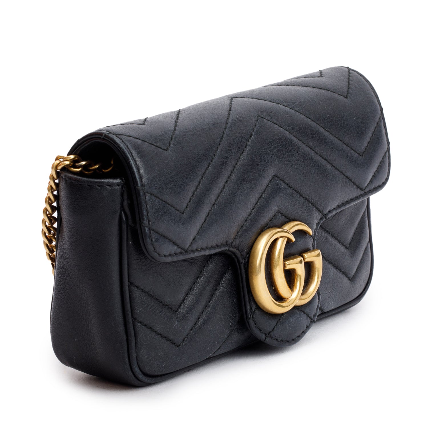 Gucci Black GG Marmont Matelasse Leather Super Mini Bag