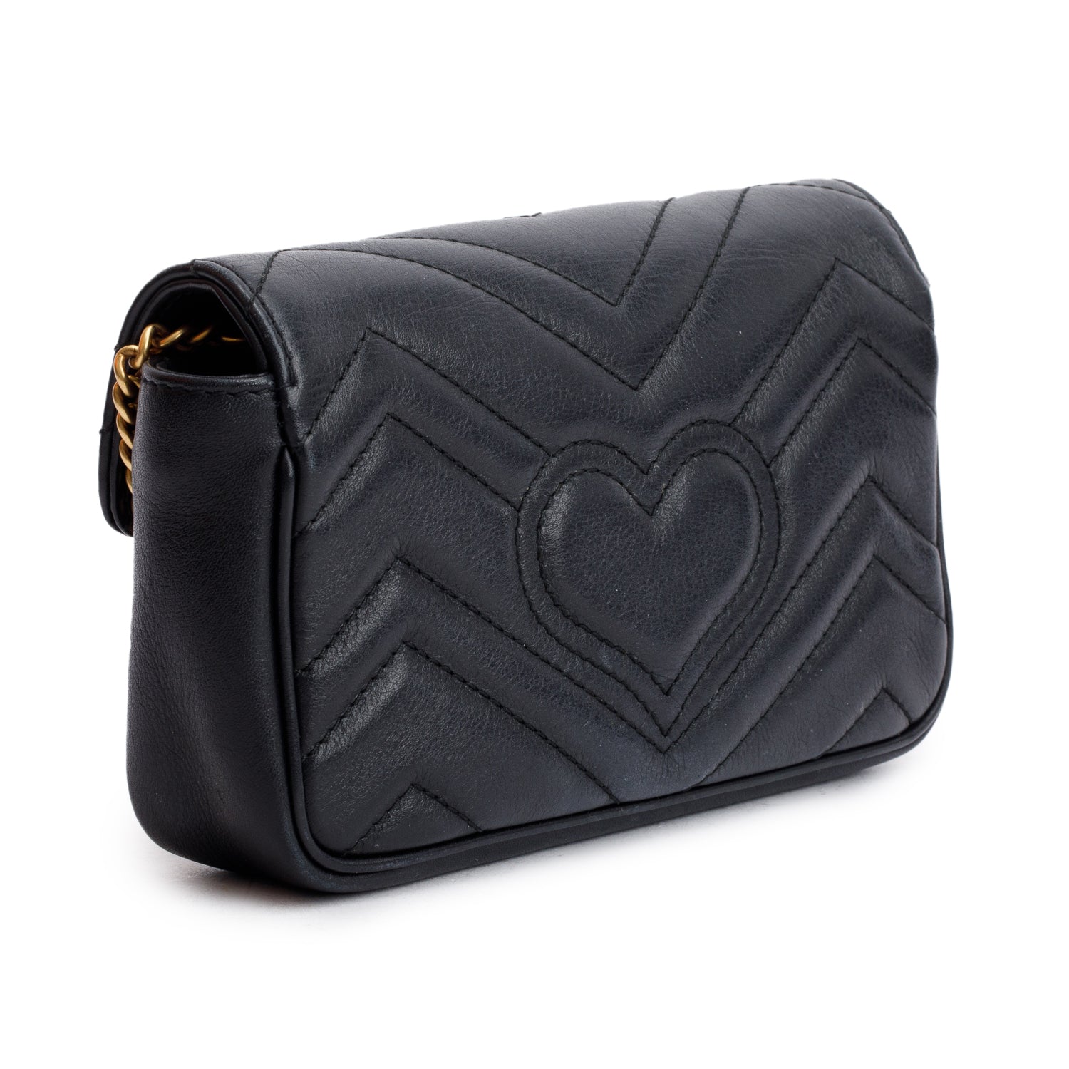 Gucci Black GG Marmont Matelasse Leather Super Mini Bag