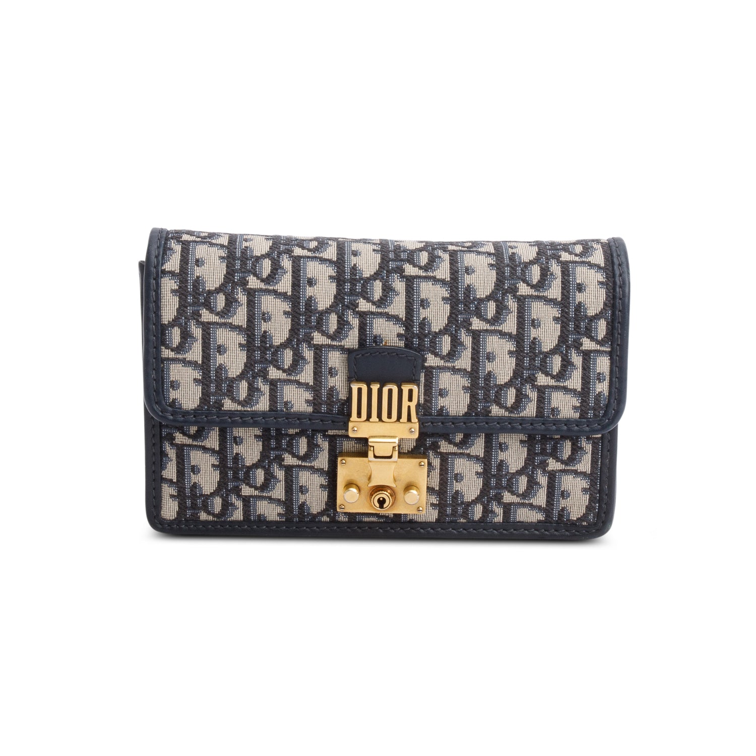 Christian Dior Blue Oblique Dioraddict Wallet on Chain Clutch