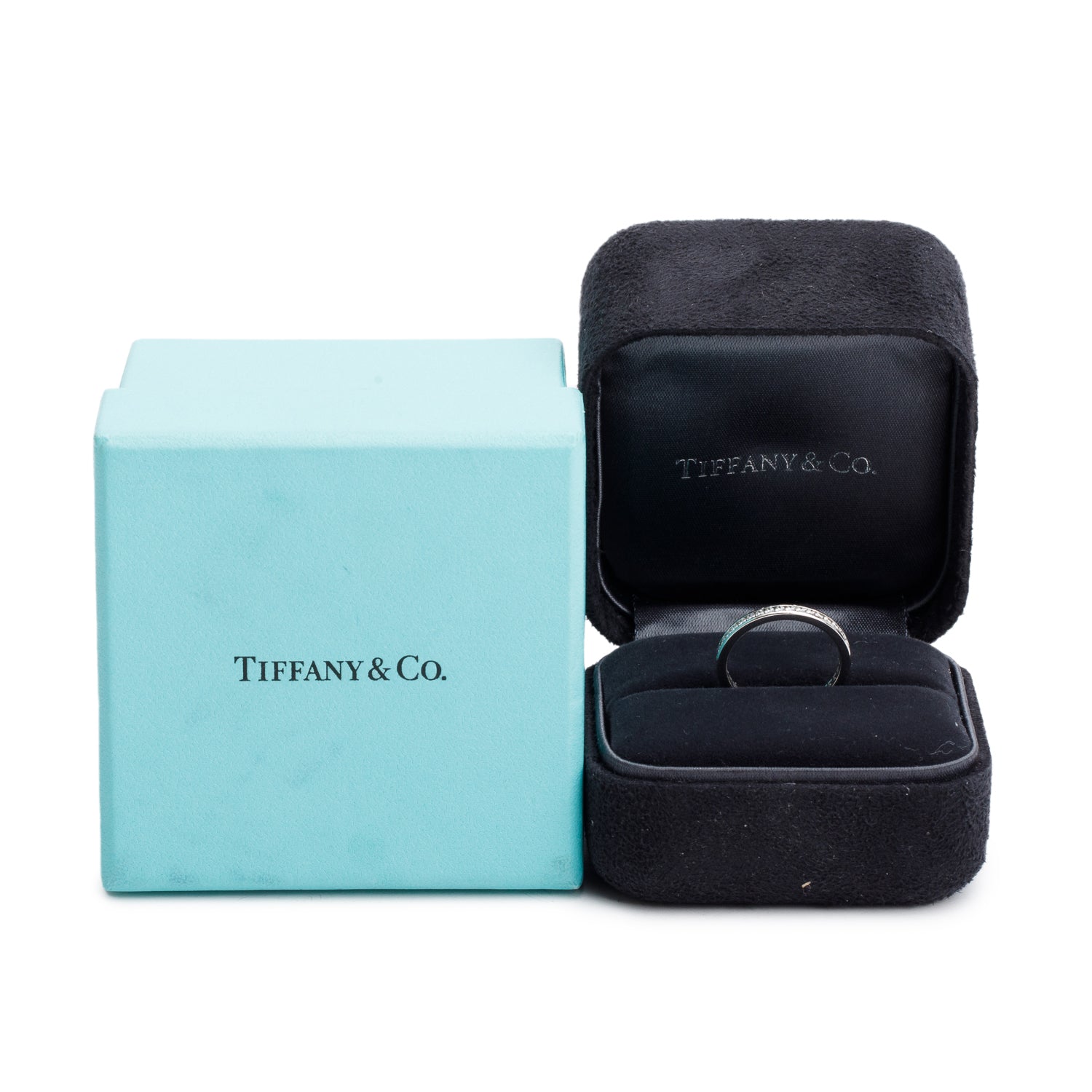 Tiffany & Co. Platinum 2.4 MM Full Circle Diamond Eternity Wedding Band Ring, Size 6.5 w/ Box