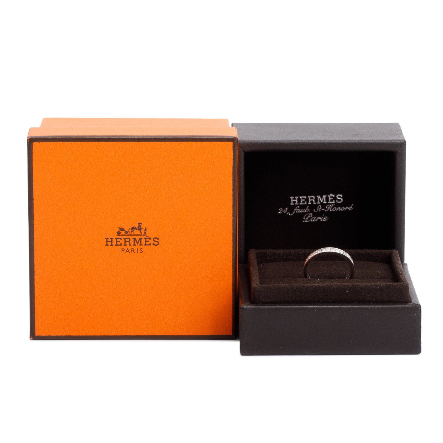 Hermes 2024 Platinum Diamond Ever Kelly Wedding Band Ring, Small Model, Size 51 5.5 w/ Box & Certificate