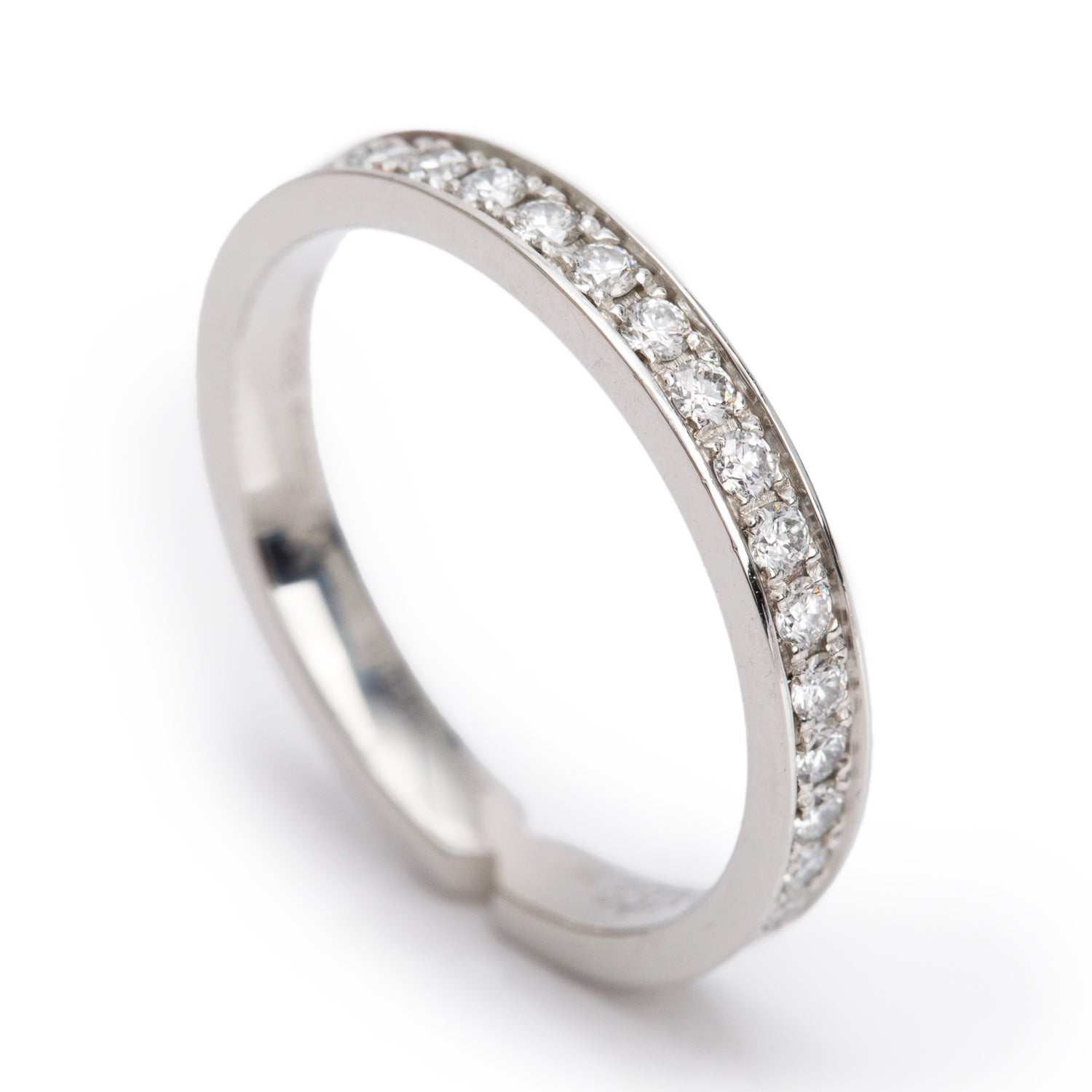 Hermes 2024 Platinum Diamond Ever Kelly Wedding Band Ring, Small Model, Size 51 5.5 w/ Box & Certificate