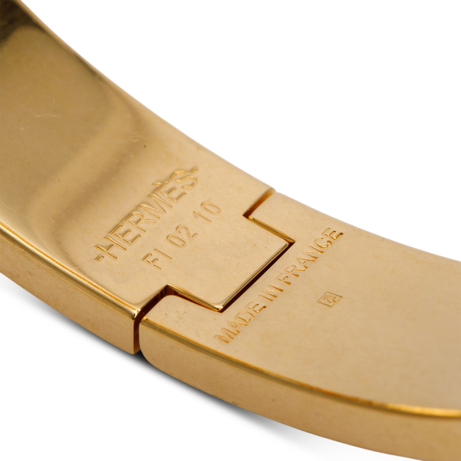 Hermes Yellow Gold Plated Orange Enamel 12 MM Clic H Bracelet w/ Box