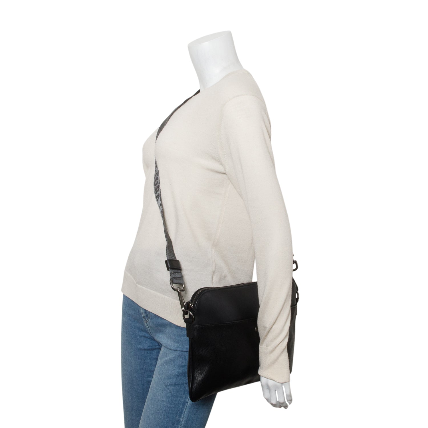 Ferragamo Black Grained Calfskin Messenger Bag