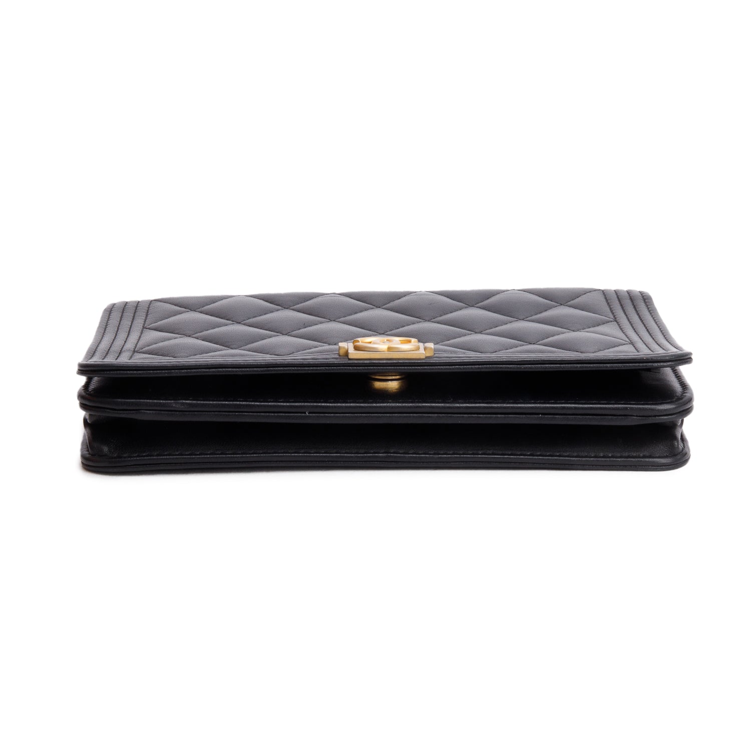 Chanel Black Lambskin Leather Boy Wallet on Chain