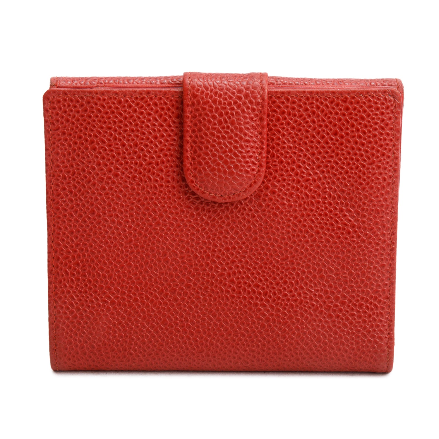 Chanel Red Caviar Timeless CC Compact French Wallet