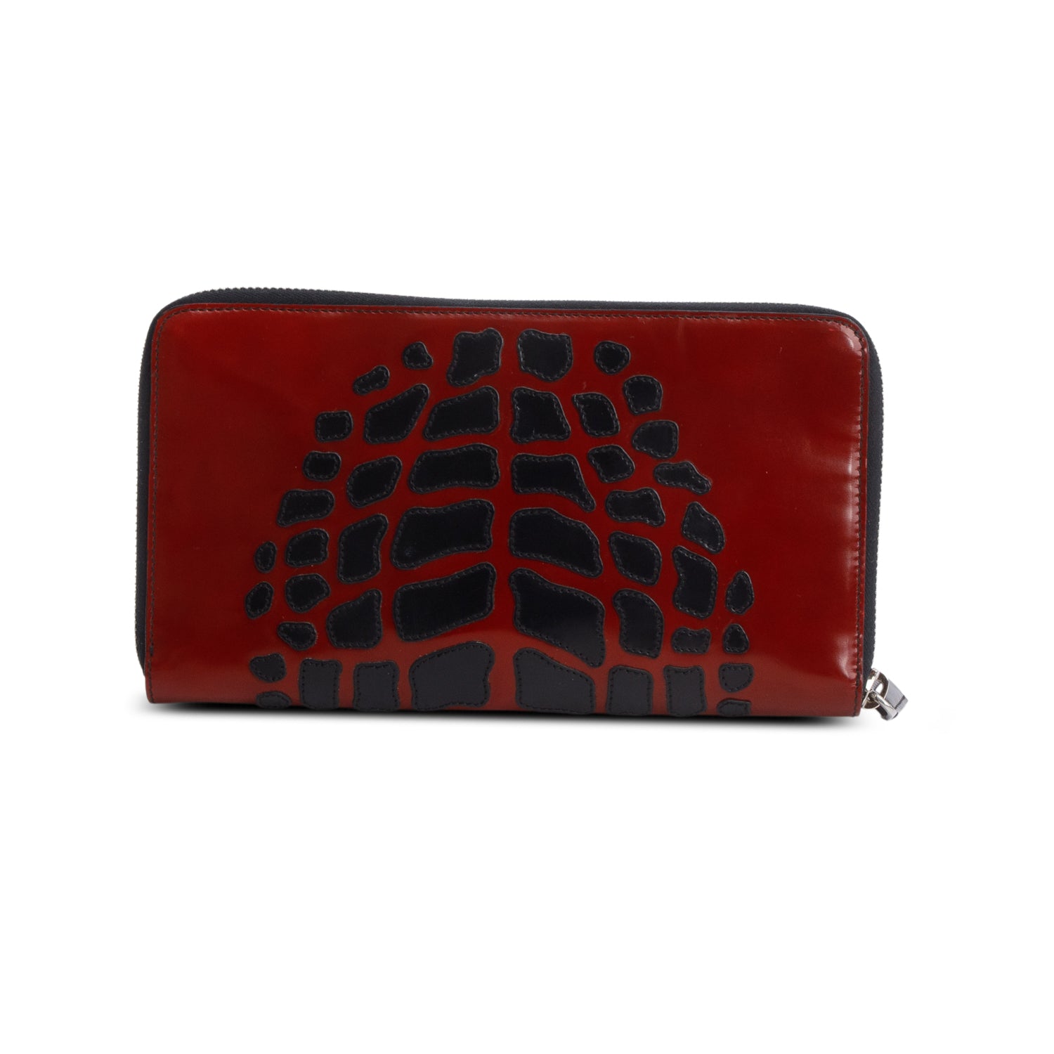 Prada Red/Black Grafite Spazzolato Long Wallet