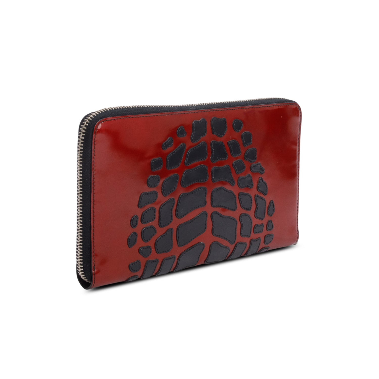Prada Red/Black Grafite Spazzolato Long Wallet