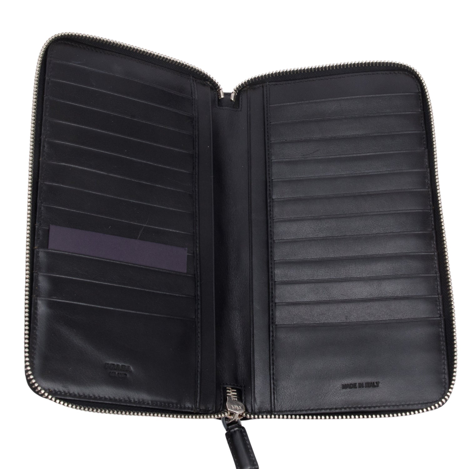 Prada Red/Black Grafite Spazzolato Long Wallet