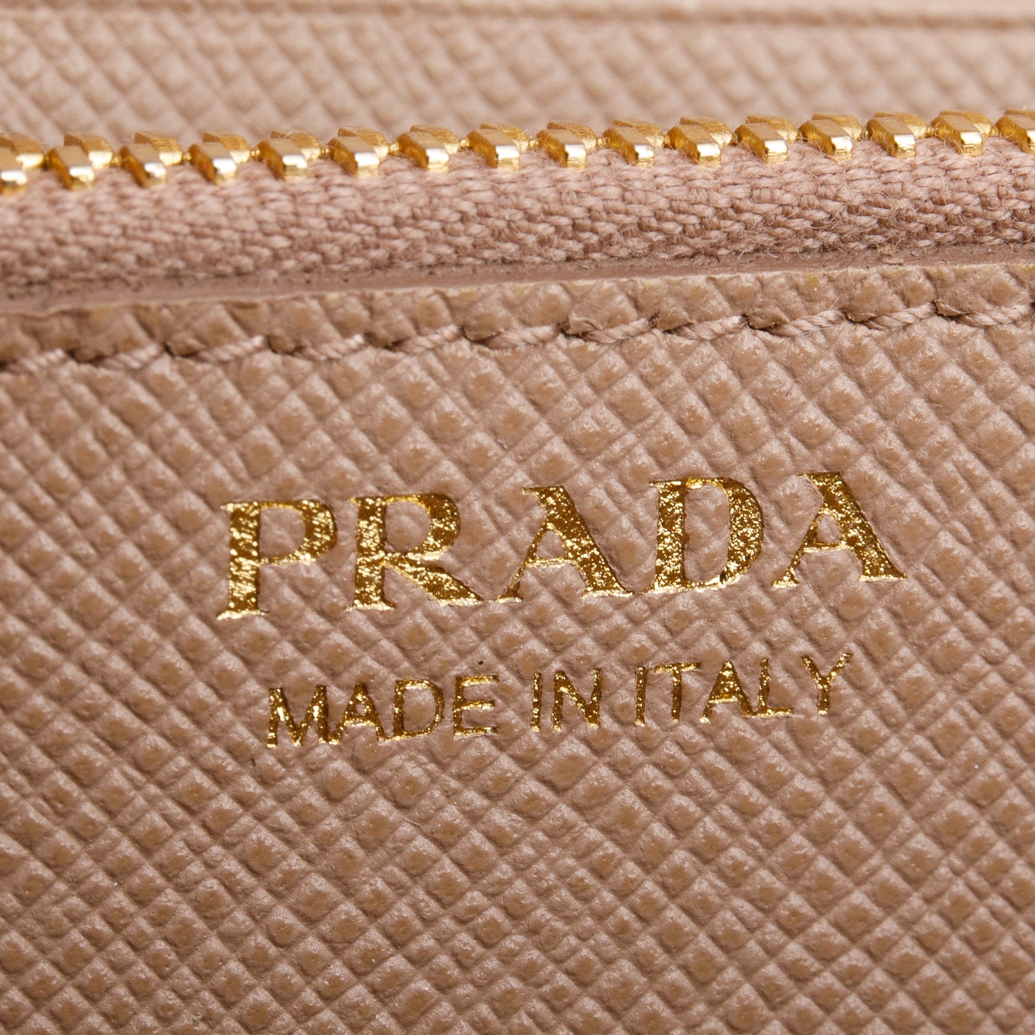 Prada Beige Saffiano Monochrome Continental Wallet w/ Card Holder