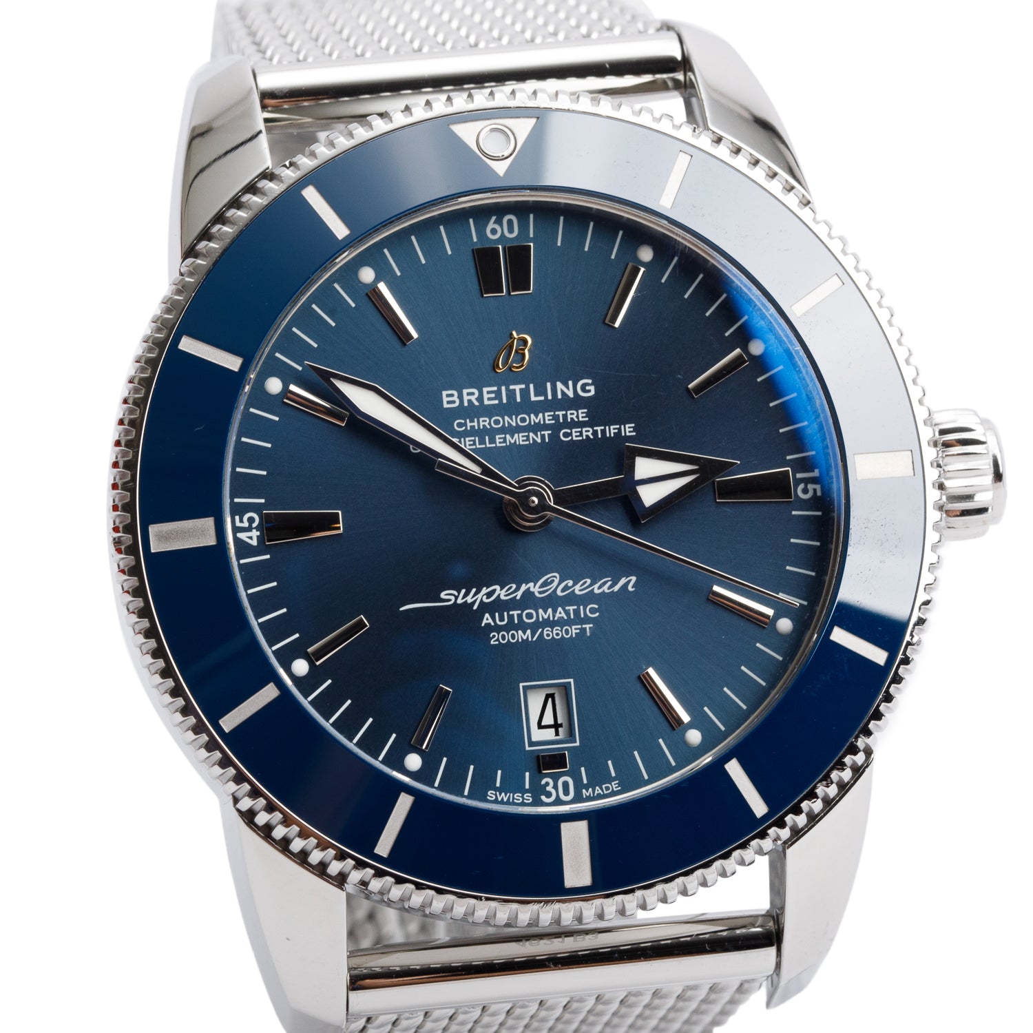 Breitling Stainless Steel Superocean Heritage B20 46 MM Automatic Watch Blue Dial AB2020 w/ Box & Papers