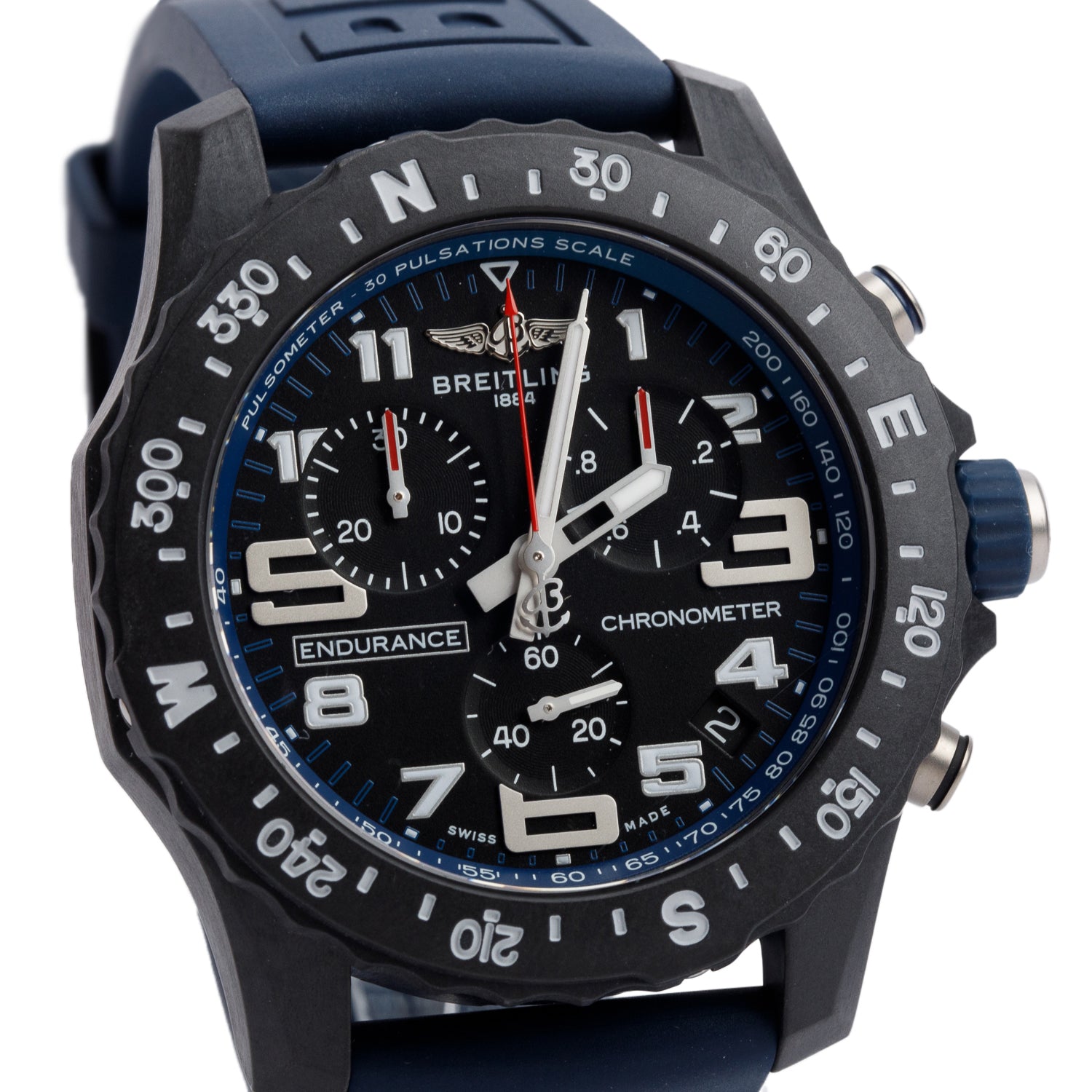 Breitling Breitlight Black Polymer Endurance Pro 44 MM Watch Black & Blue X82310 w/ Box & Papers