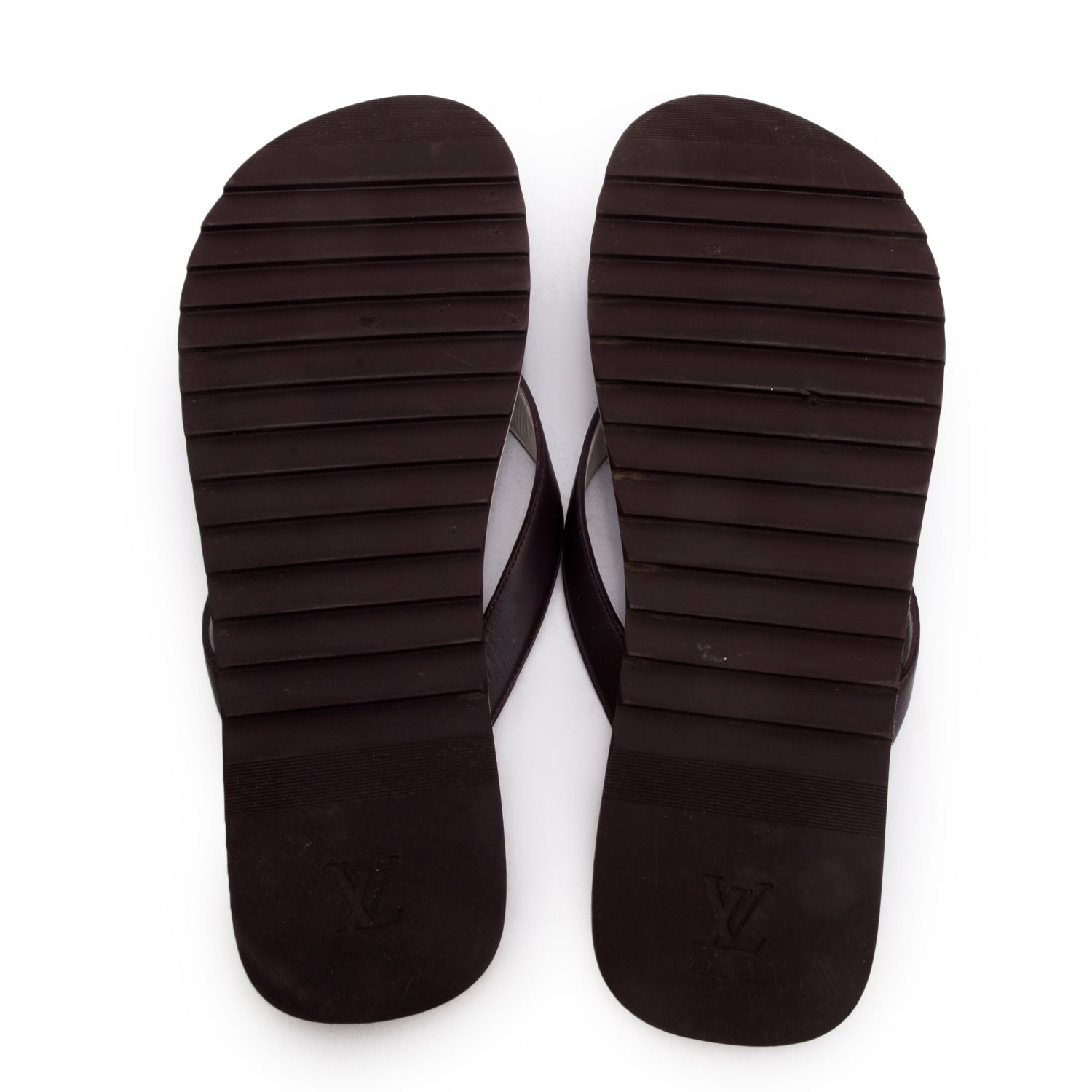 Louis Vuitton Brown Leather Flip Flops, Men's Size 10 w/ Box