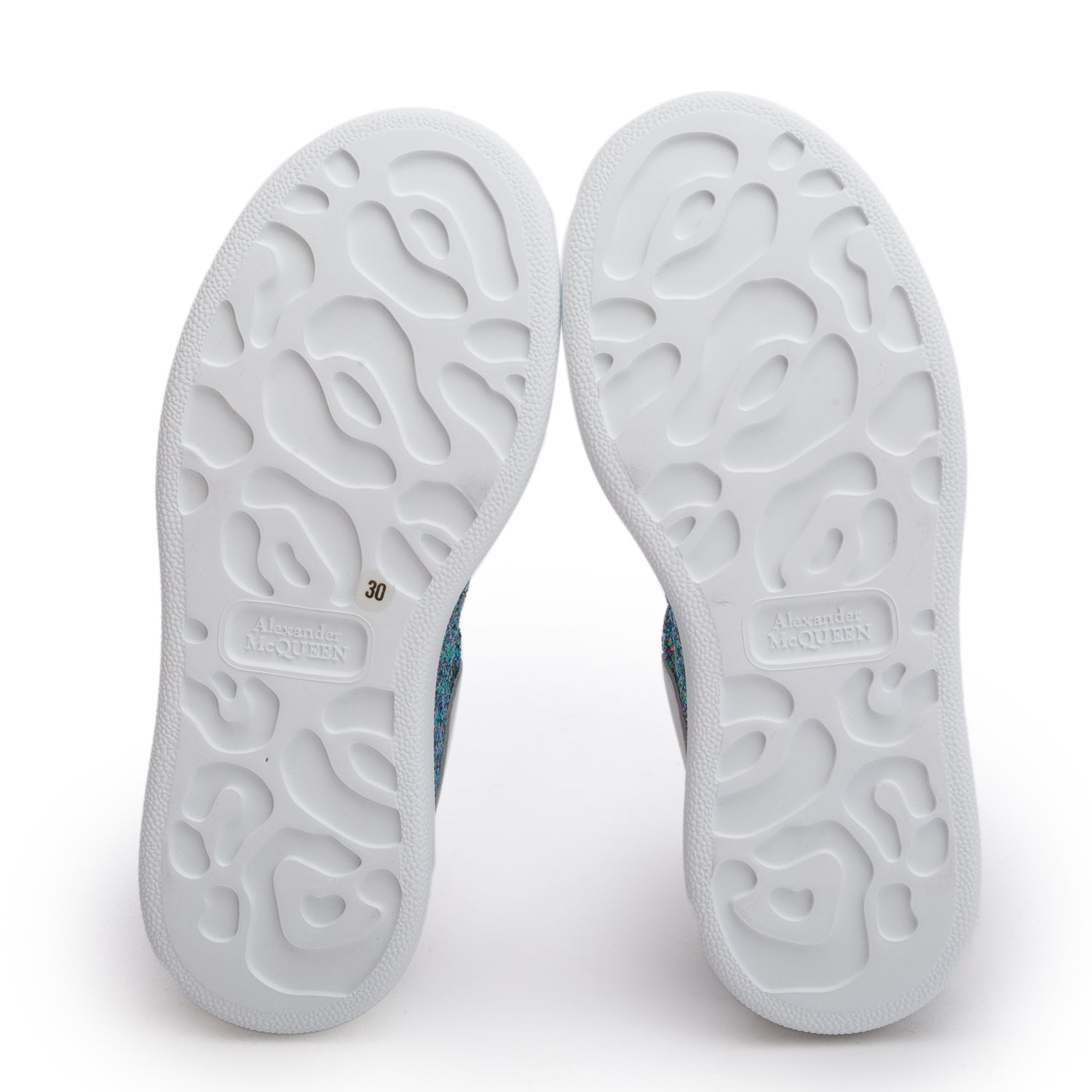 Alexander McQueen White Leather Glitter Disco Kid's Sneakers, Size 30 w/ Box