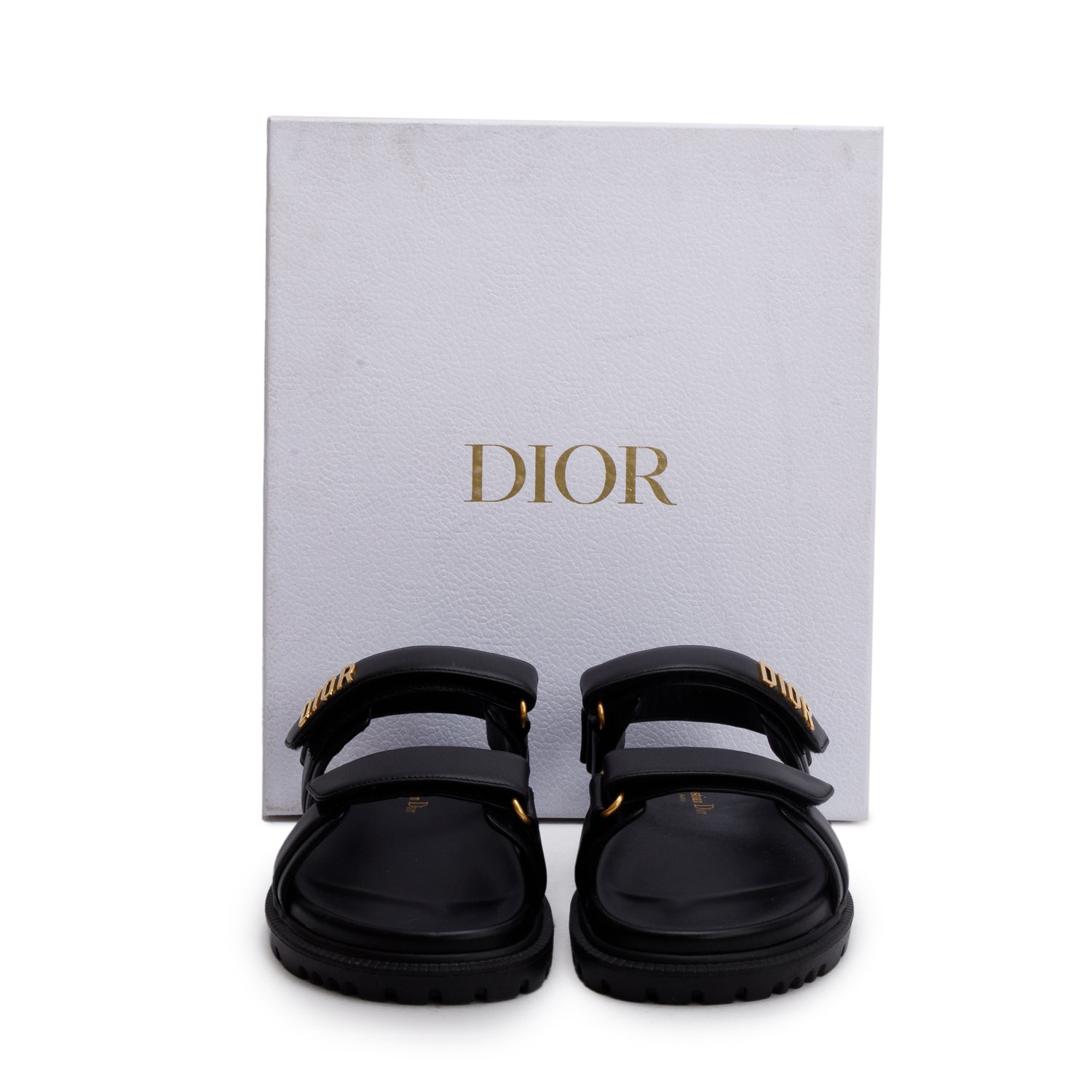 Christian Dior Black Lambskin Dioract 10mm Sandals, Size 39 w/ Box