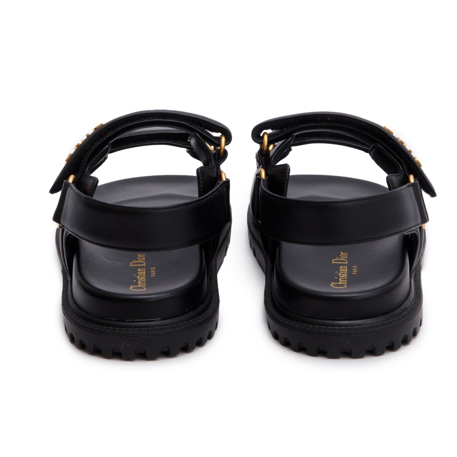 Christian Dior Black Lambskin Dioract 10mm Sandals, Size 39 w/ Box