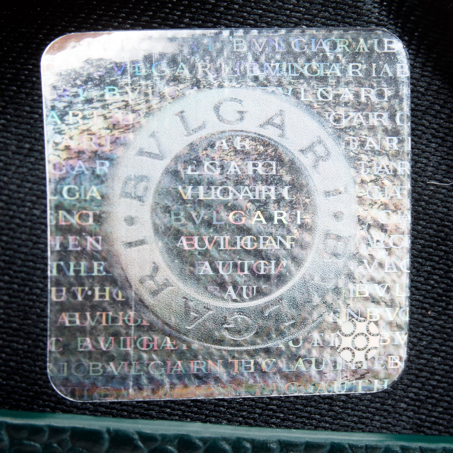 Bvlgari 2023 Black Green Grain Calf Leather Card Holder w/ Box & Authenticity Card