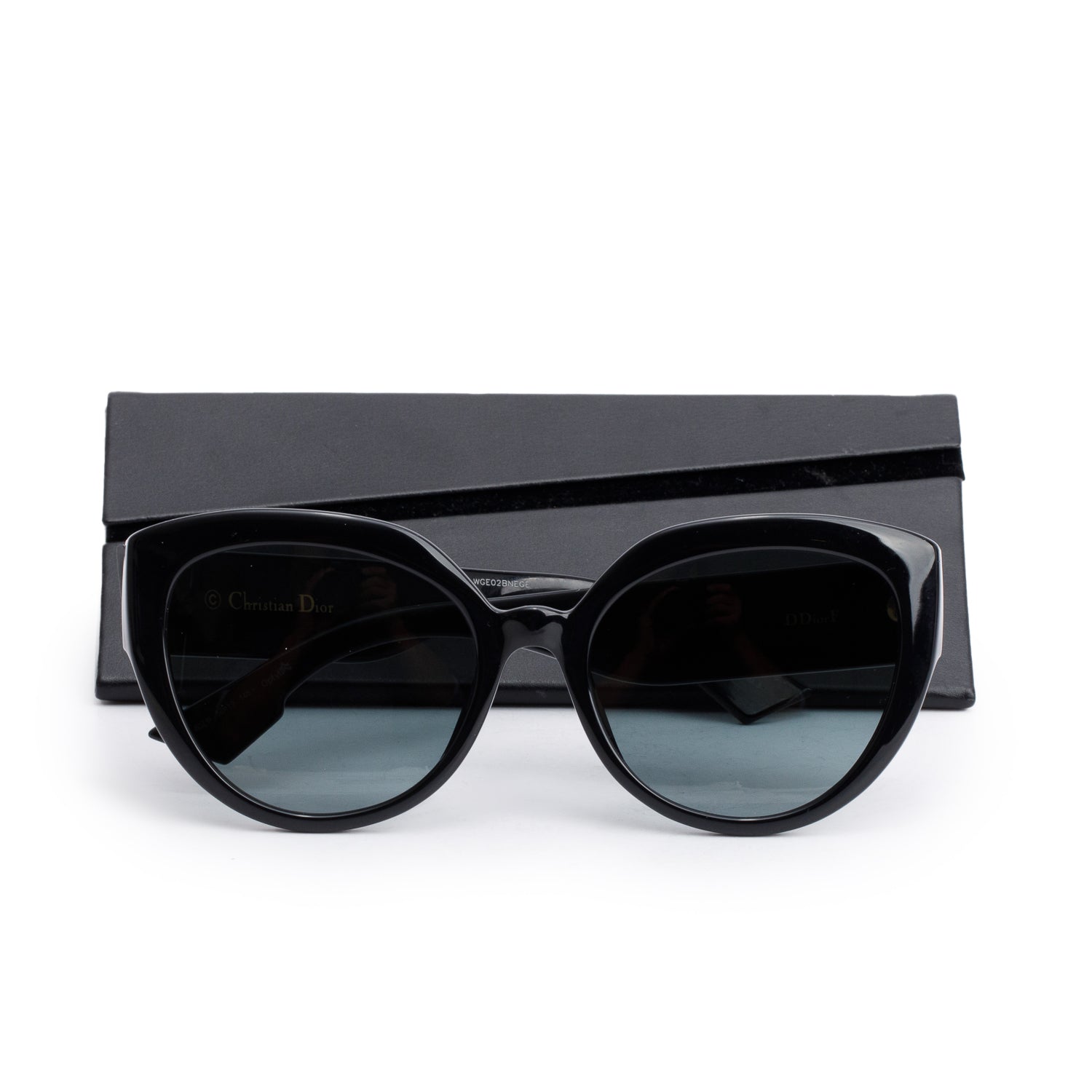 Christian Dior DDiorF Black Acetate Cat Eye Sunglasses w/ Case & Authenticity Card