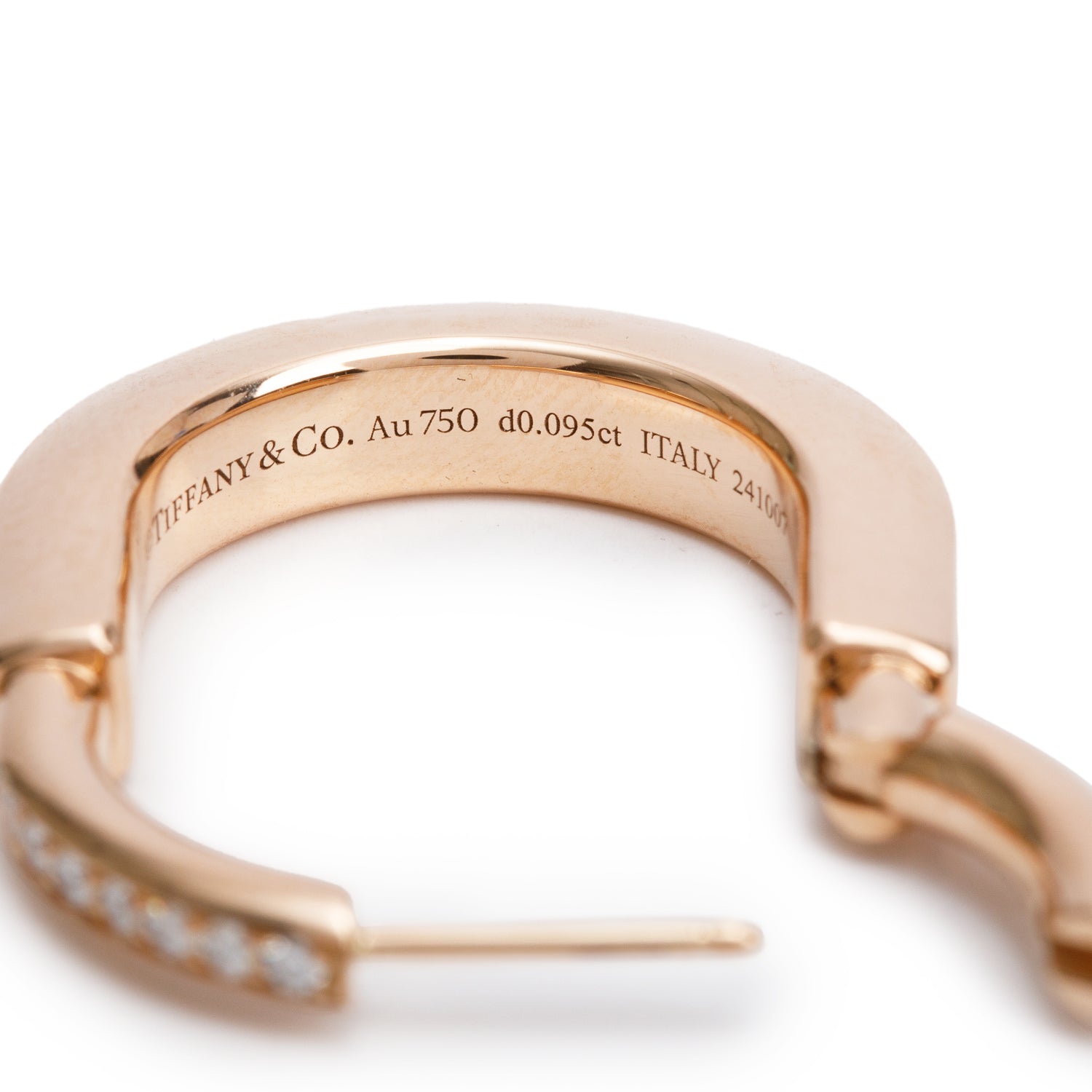 Tiffany & Co. 18k Rose Gold Diamond Medium Lock Earrings w/ Box