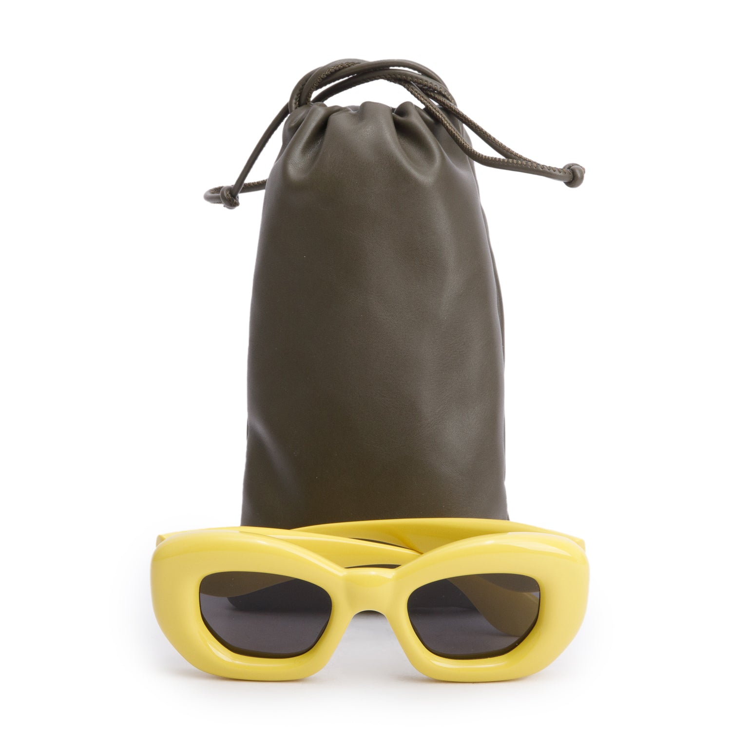 Loewe LW40117I Yellow Acetate Inflated Cat Eye Sunglasses w/ Pouch