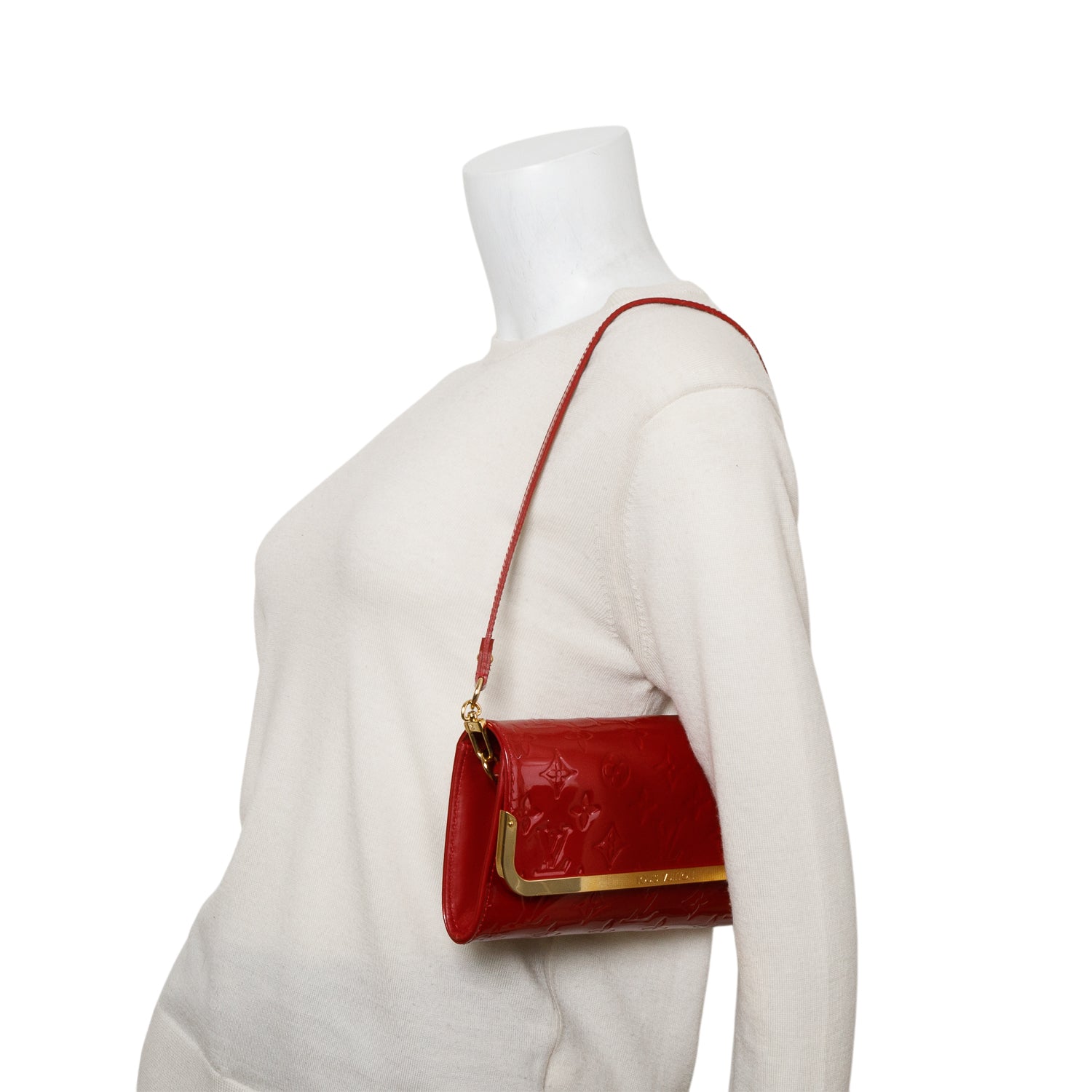 Louis Vuitton Red Vernis Rossmore Clutch w/ Strap