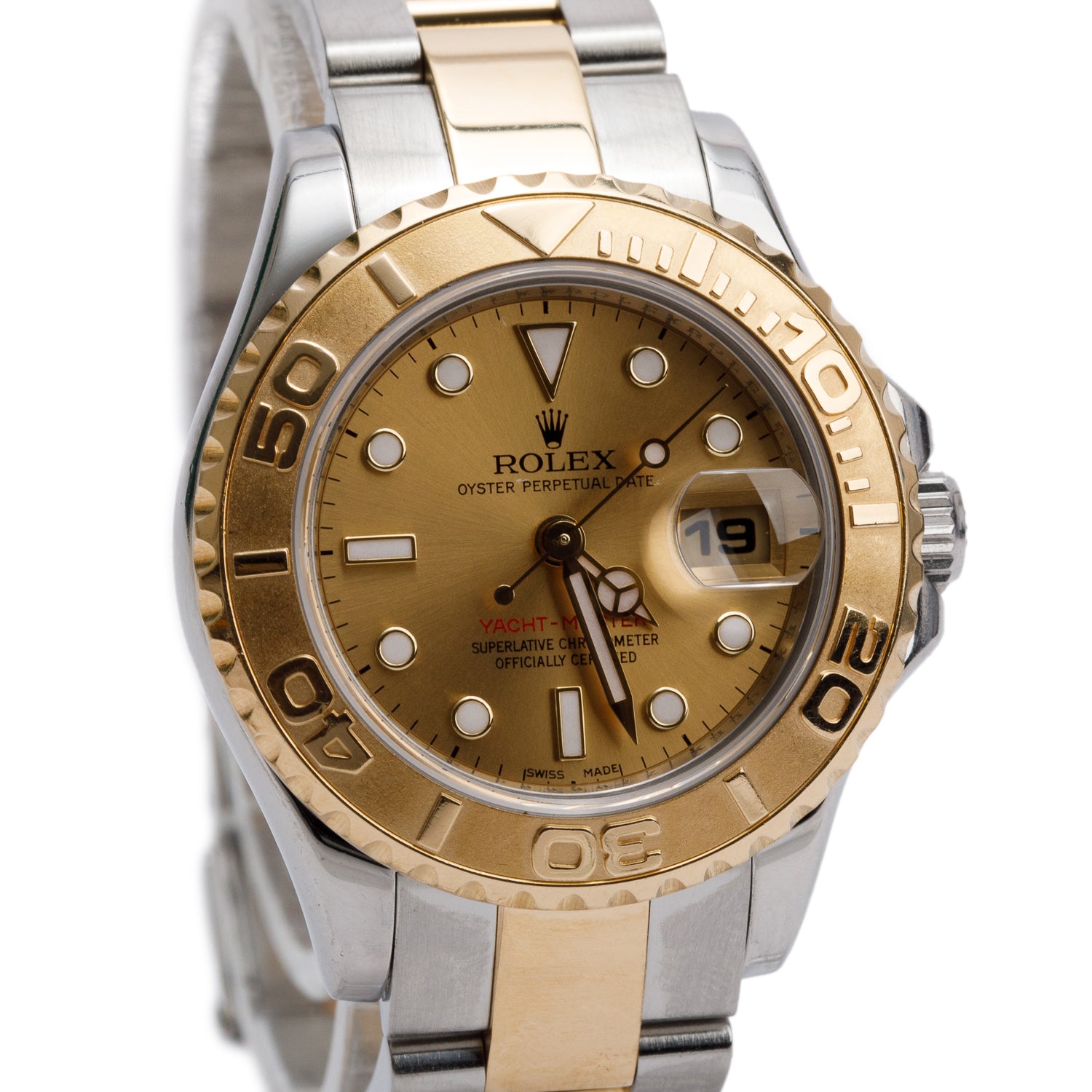 Rolex Stainless Steel & 18k Yellow Gold Yacht-Master 29 MM Automatic Watch Gold Dial 169623 w/ Box & Papers