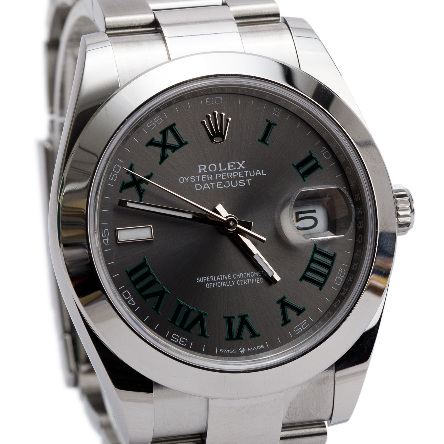 Rolex 2024 Stainless Steel Datejust 41 MM Automatic Watch Wimbledon Dial 126300 w/ Box & Papers