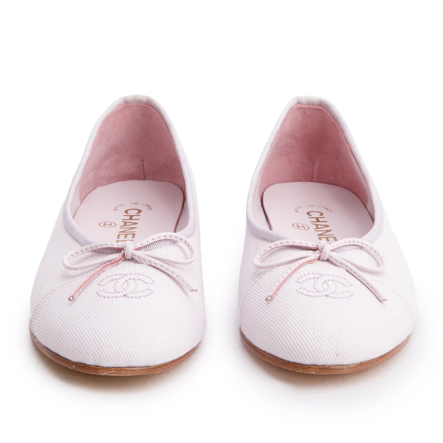 Chanel Purple Monochrome Canvas CC Cap Toe Ballet Flats, Size 39.5