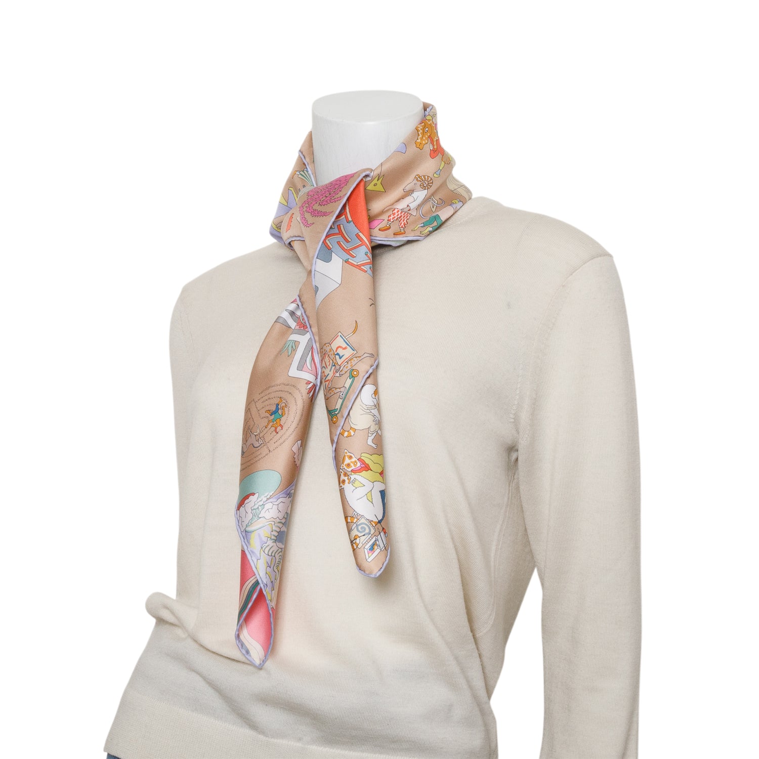 Hermes Multicolore 'Academia Hippica' Silk Scarf 90 w/ Box – OLIVER'S