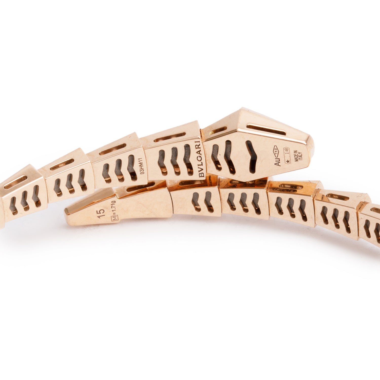 BVLGARI 2025 18k Rose Gold Serpenti Viper Bracelet, Size M w/ Box & Certificate