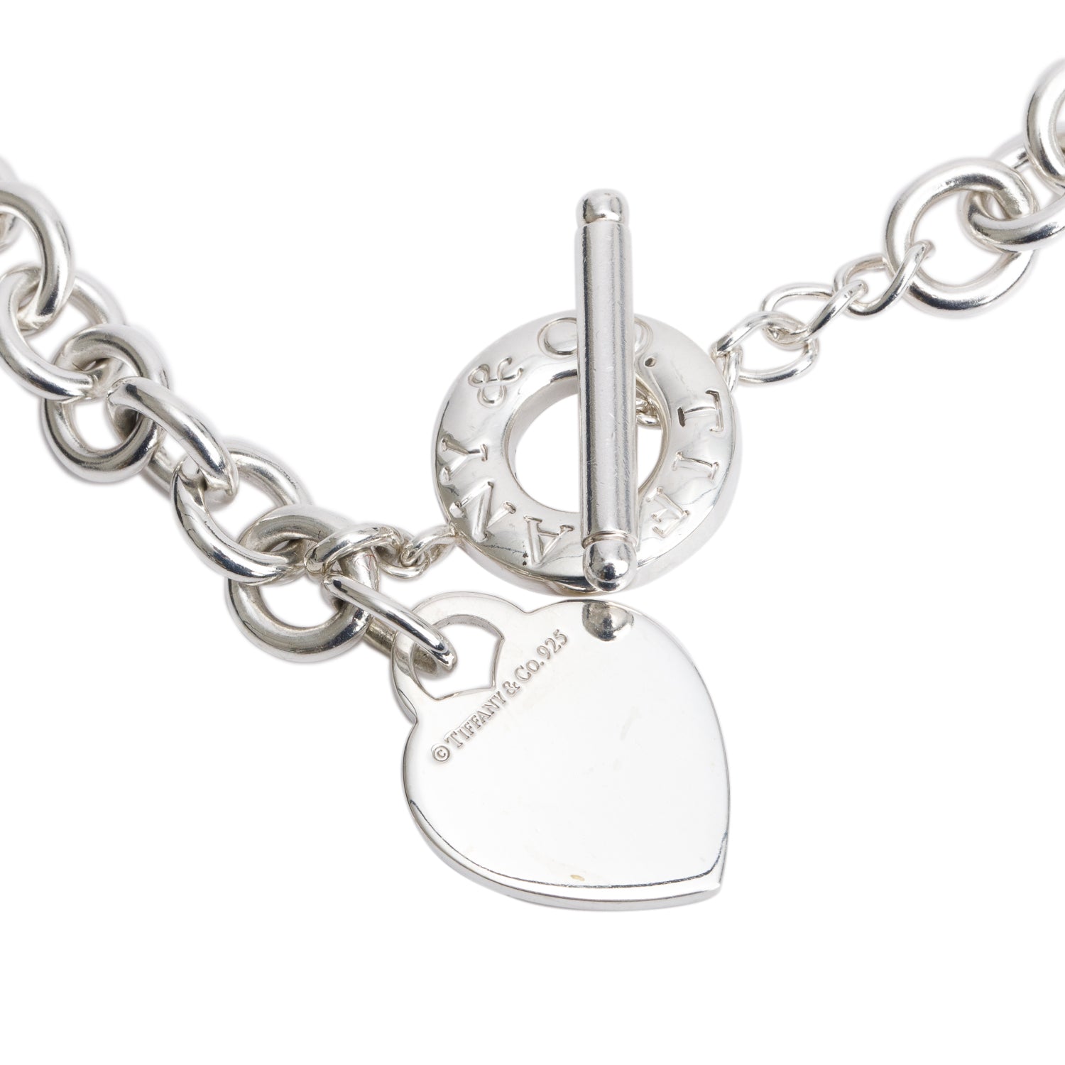 Tiffany & Co. Sterling Silver Heart Tag Necklace with Toggle Clasp
