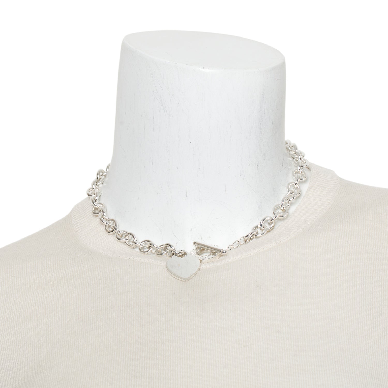 Tiffany & Co. Sterling Silver Heart Tag Necklace with Toggle Clasp