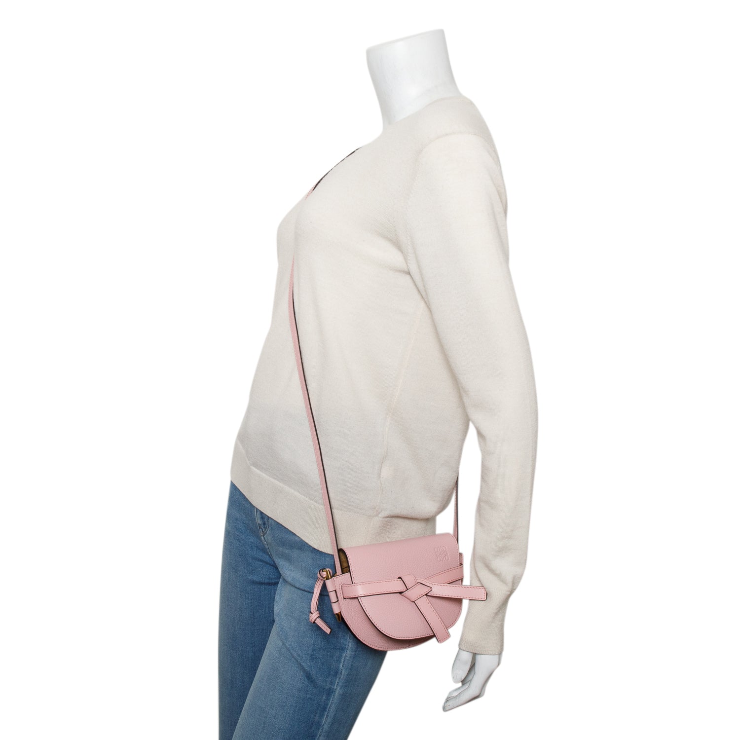 Loewe Pink Grained Calfskin Mini Gate Crossbody Bag