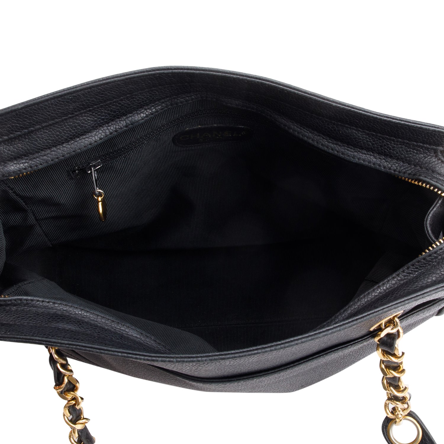 Chanel Vintage Black Caviar Leather Triple CC Tote
