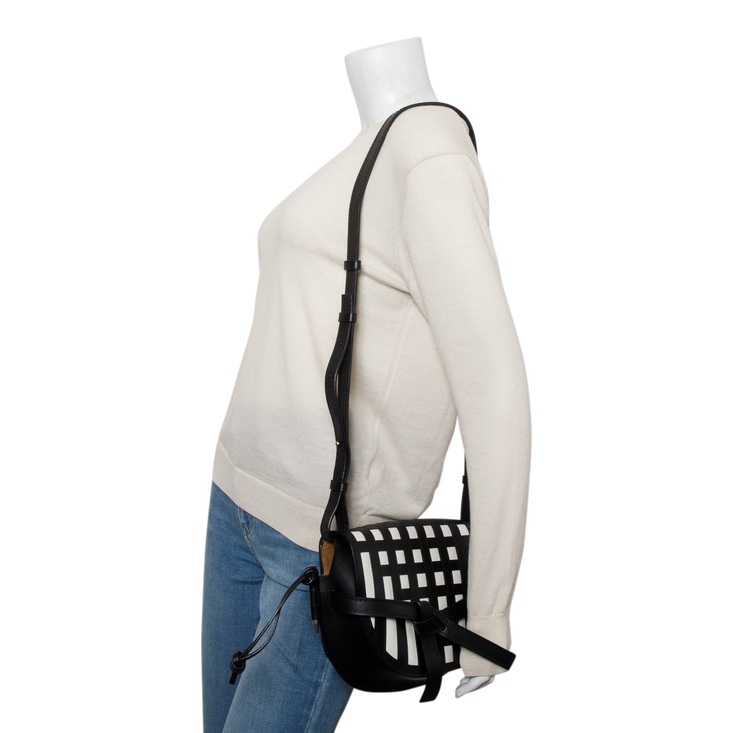 Loewe Black White Calfskin Small Gate Bag