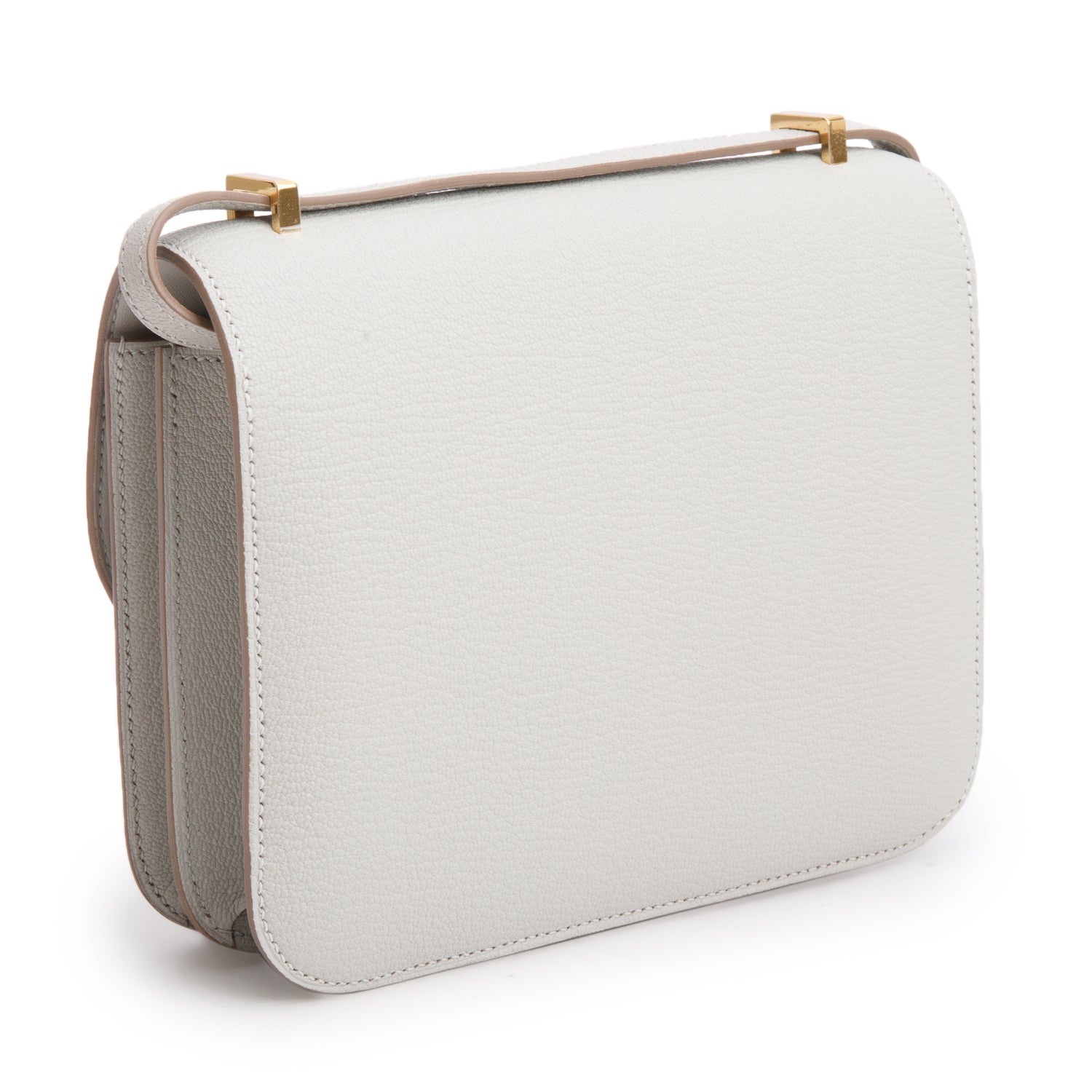 Hermes 2025 Gris Perle Chevre Mysore Leather Mini Constance 18 w/ Box