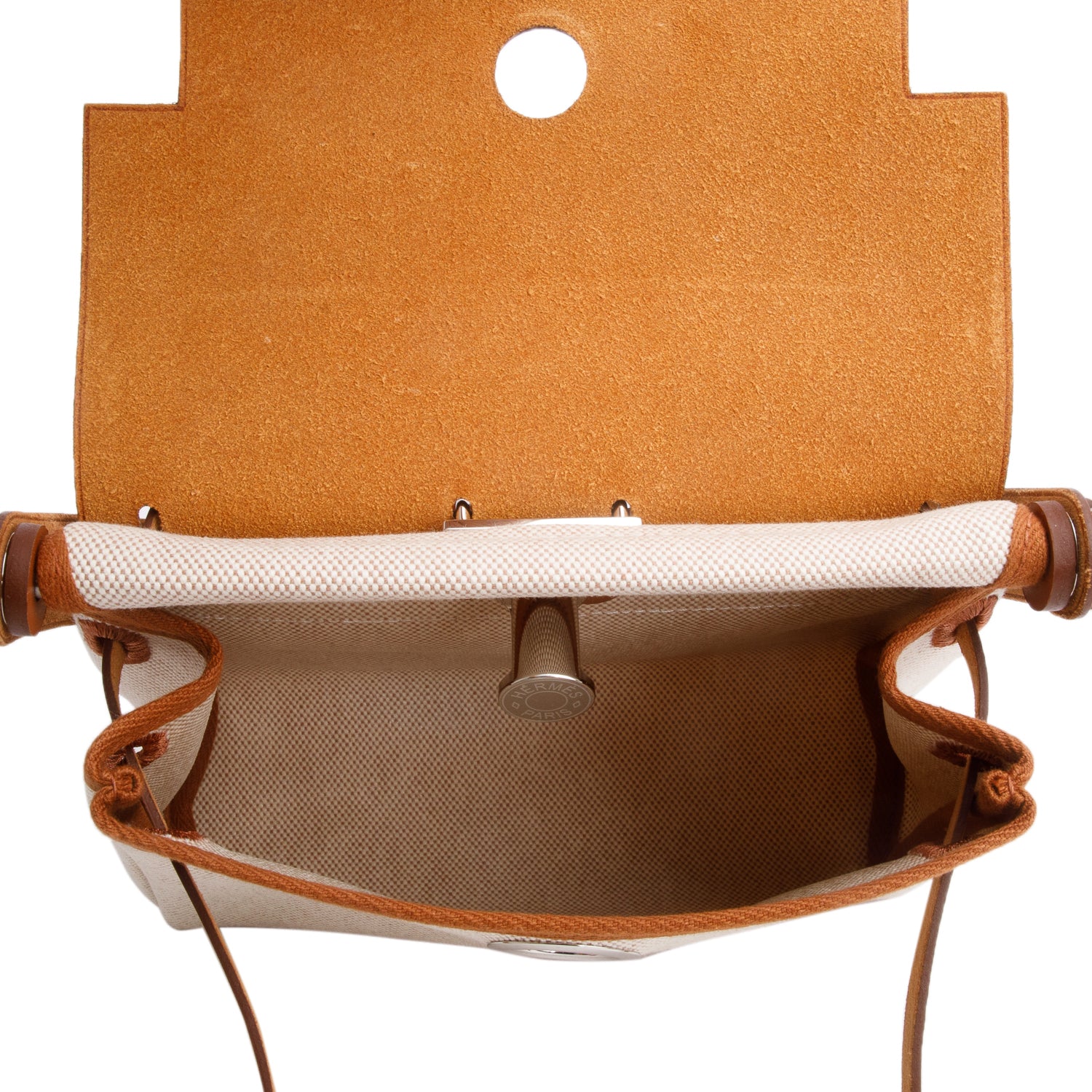 Hermes 2025 Naturel Sable & Écru Toile H Canvas Mini Herbag 20 w/ Box