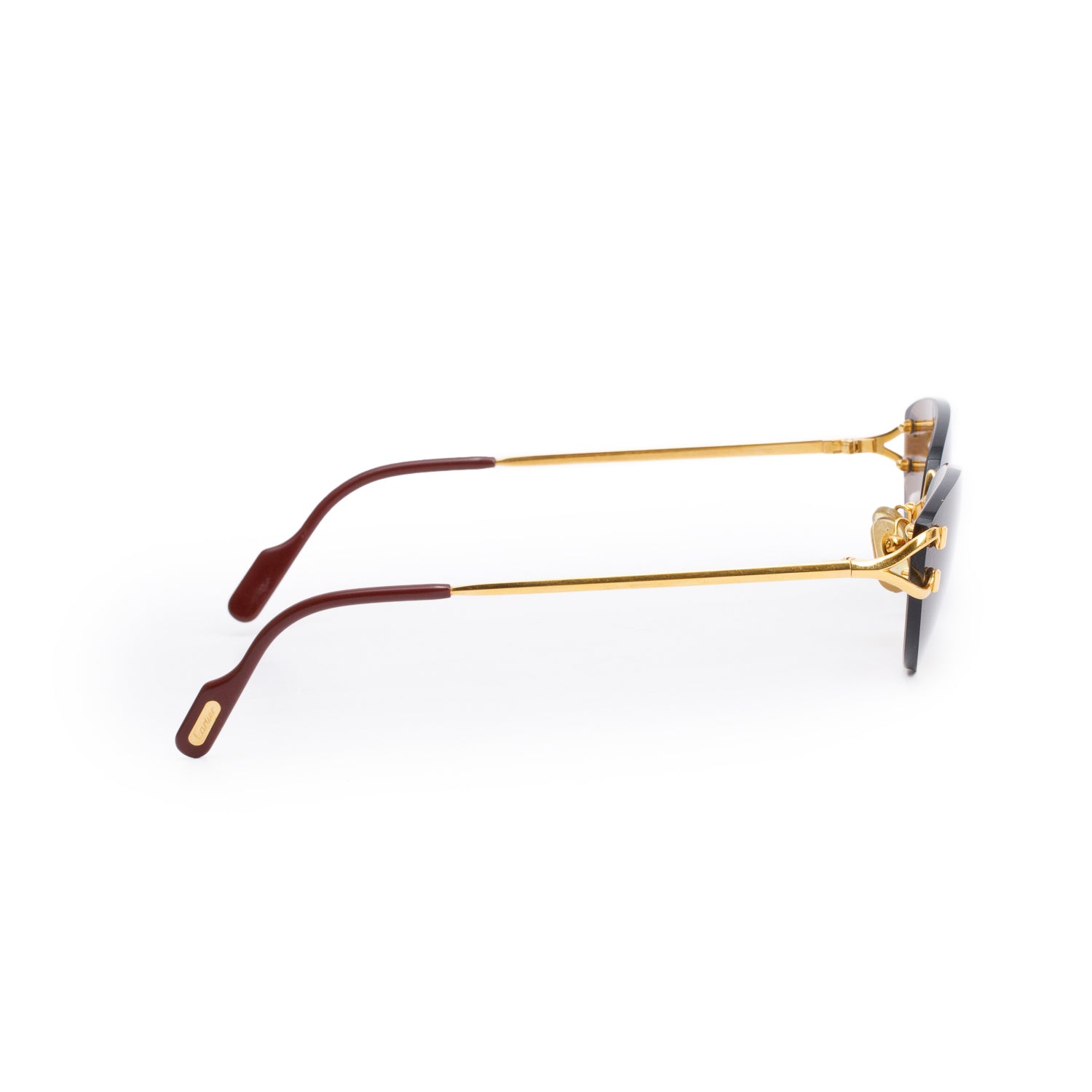 Cartier CT1741481 Gold-Tone Metal Rimless Cat Eye Sunglasses w/ Case