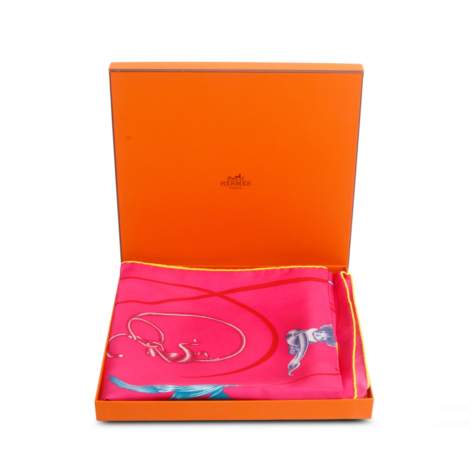 Hermes Pink 'Faune Lettrée' Silk Scarf 90 w/ Box