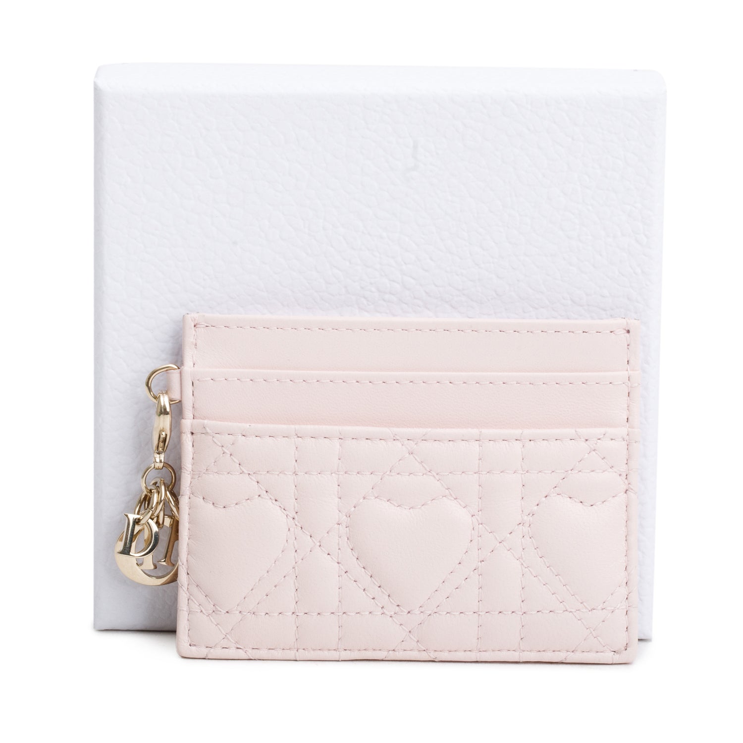 Christian Dior 2025 Pink Cannage Lambskin Lucky Lady Dior Freesia Card Holder w/ Box